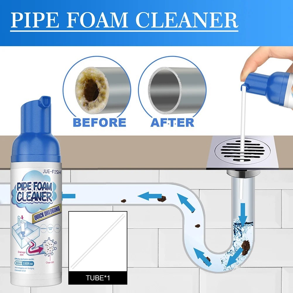Grease & Odor Remover Foam Rapid-Acting Pipe Cleaner for Sink Drains
