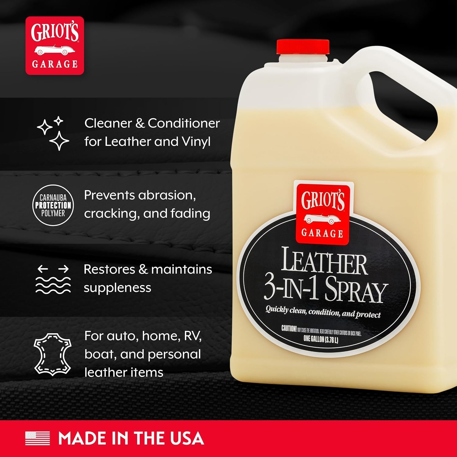 Leather 3-in-1 Spray Cleaner & Conditioner, 1 Gallon