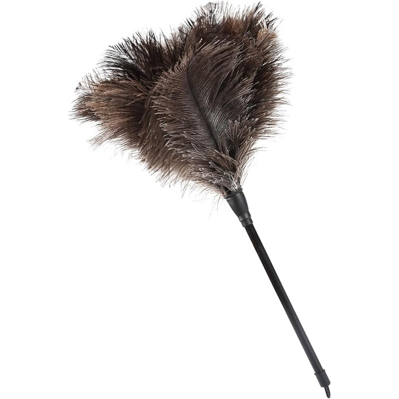 Natural Ostrich Feather Duster Soft Cleaning Tool W/ Plastic Handle Dusting New