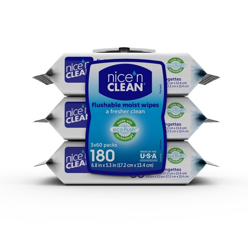 Ultra Thick Flushable Wipes 180 Count Plant-Based Aloe Vitamin E Septic Safe New