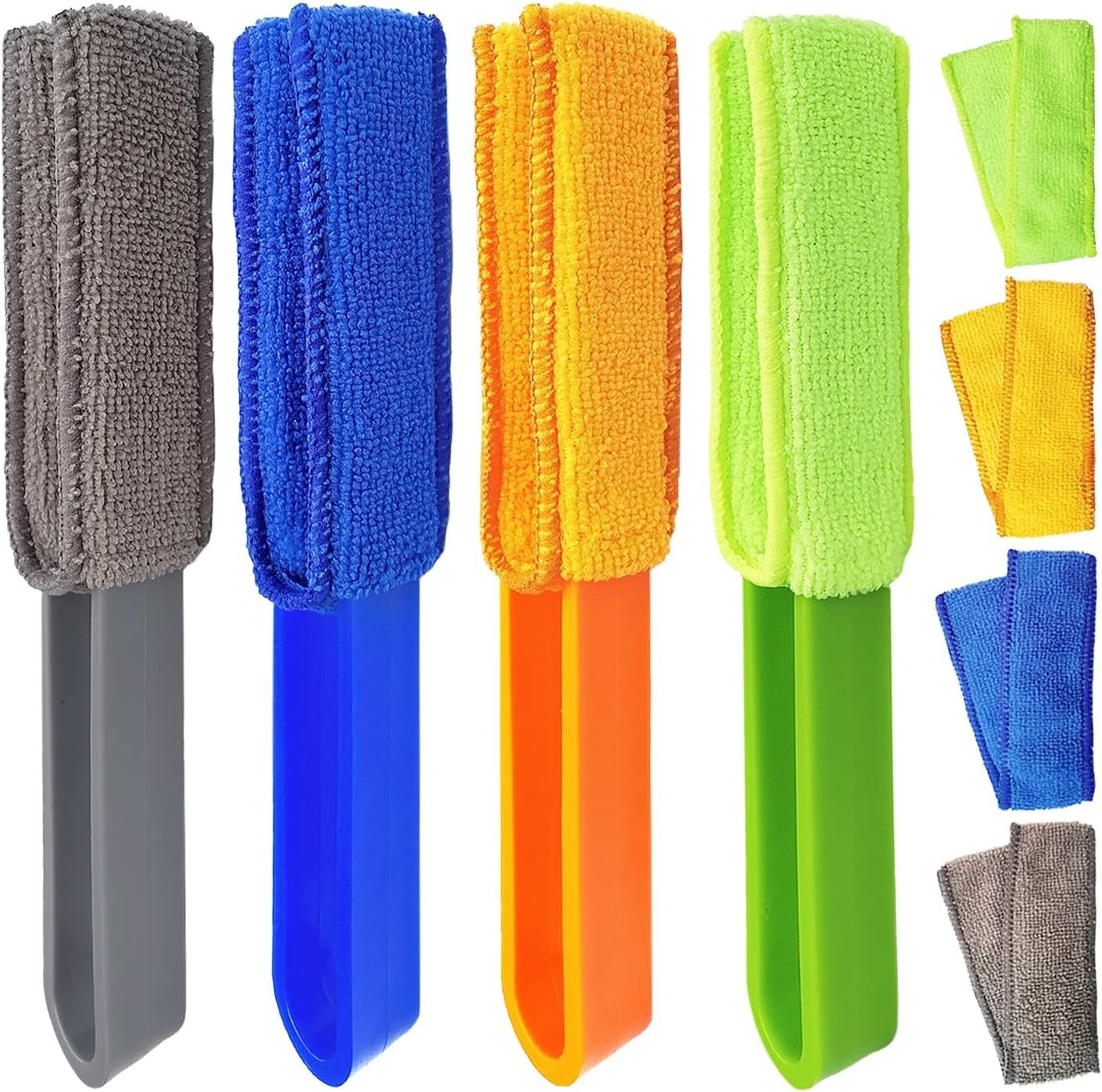 4 Pack Microfiber Dusters with Washable Sleeves for Effortless Cleaning