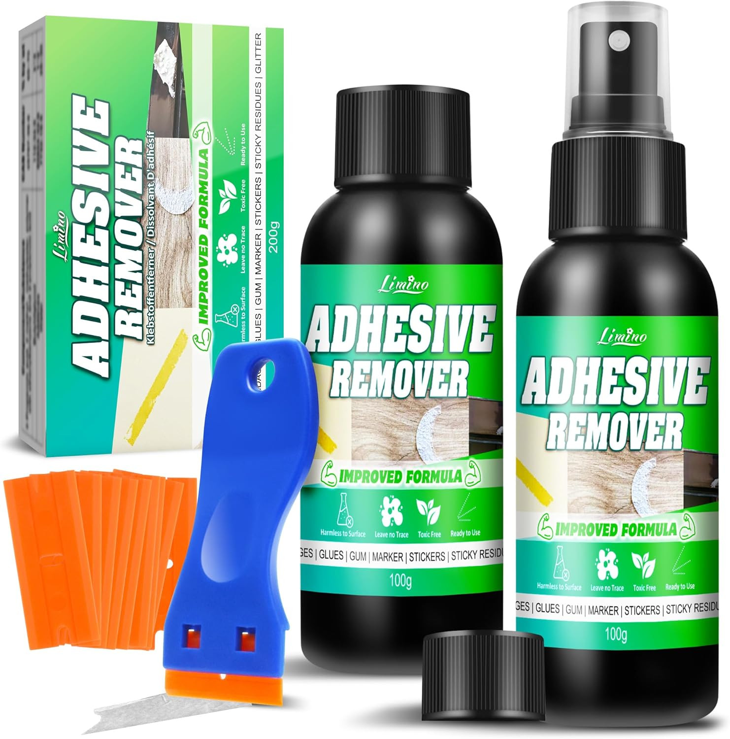 Adhesive Remover – 7Oz Upgrade Formula Surface Safe Rapid Glue Remover with Scra