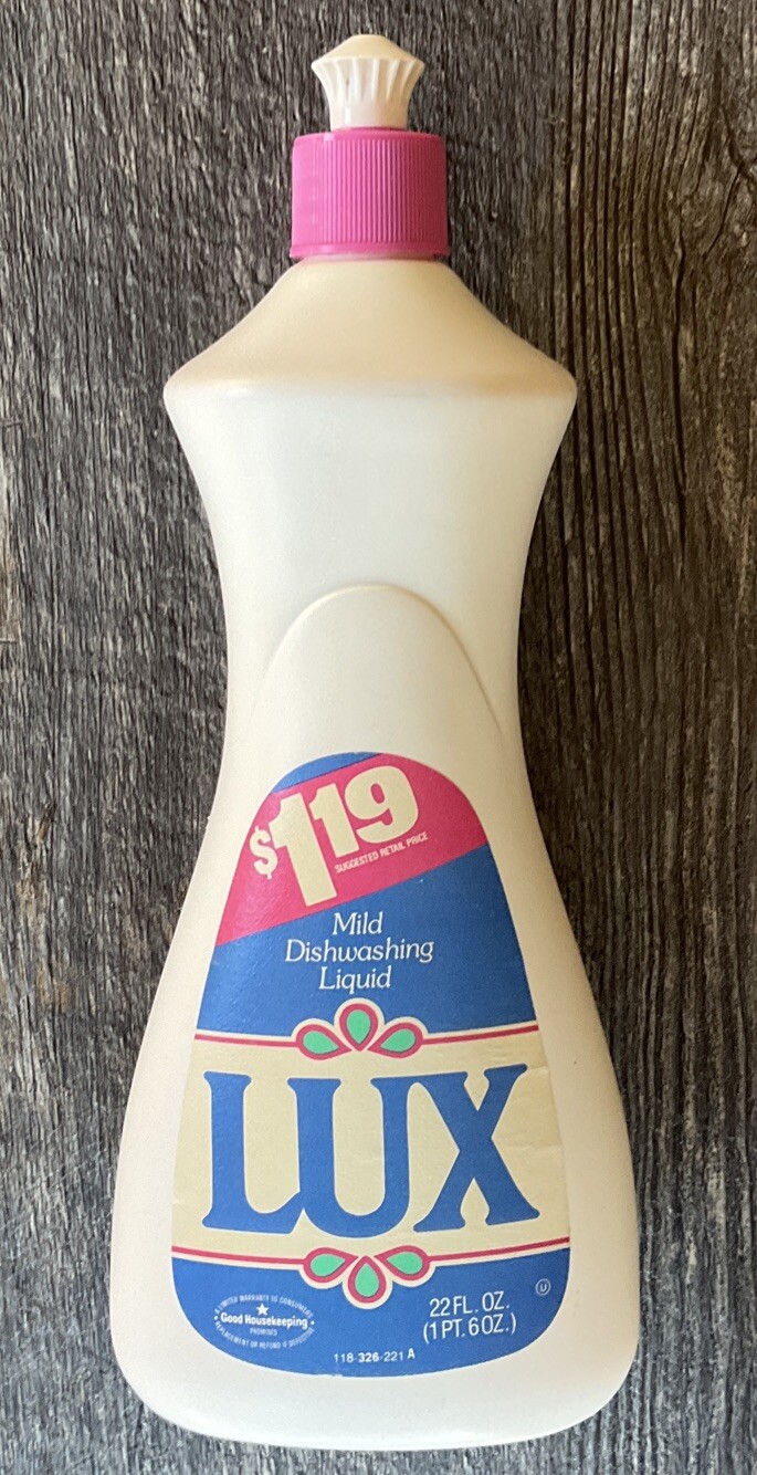 Vintage Lever Brothers co. LUX Mild Dishwashing Liquid 22 oz 1980s dishwash Soap
