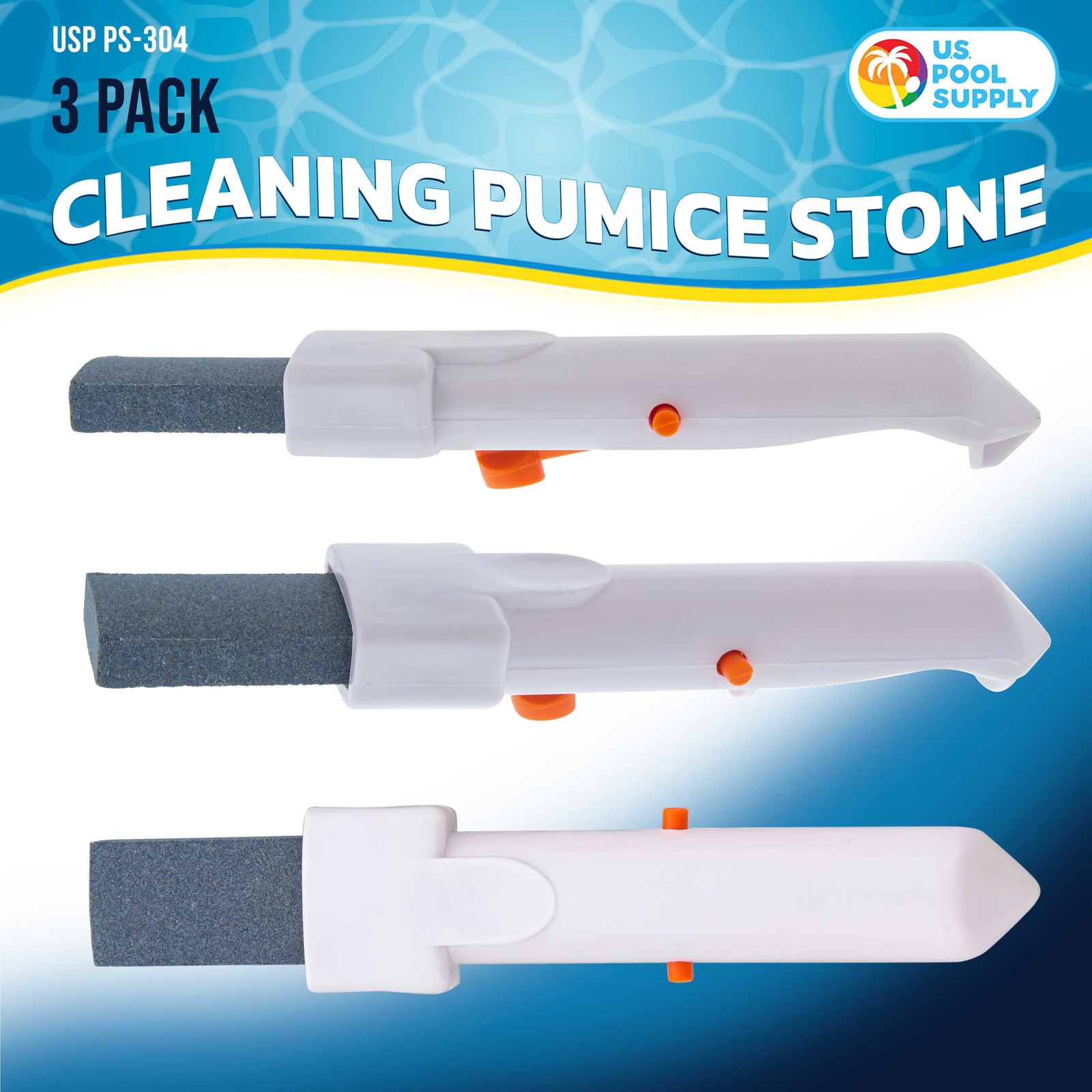 3 U.S. Pool Supply Pool Cleaning Pumice Stones, Pole Handles, Remove Rust Stains