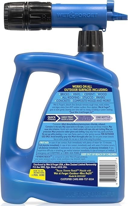 Wet & Forget Outdoor Stain Remover Multi-Surface Cleaner 48 oz Hose End