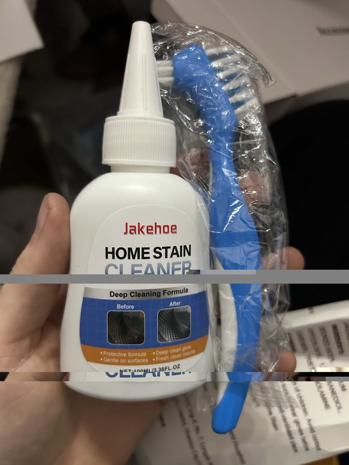 Jakehoe Home Stain Remover Liquid Deep Cleaning 100ml 2-Pack w/ Brush Fresh