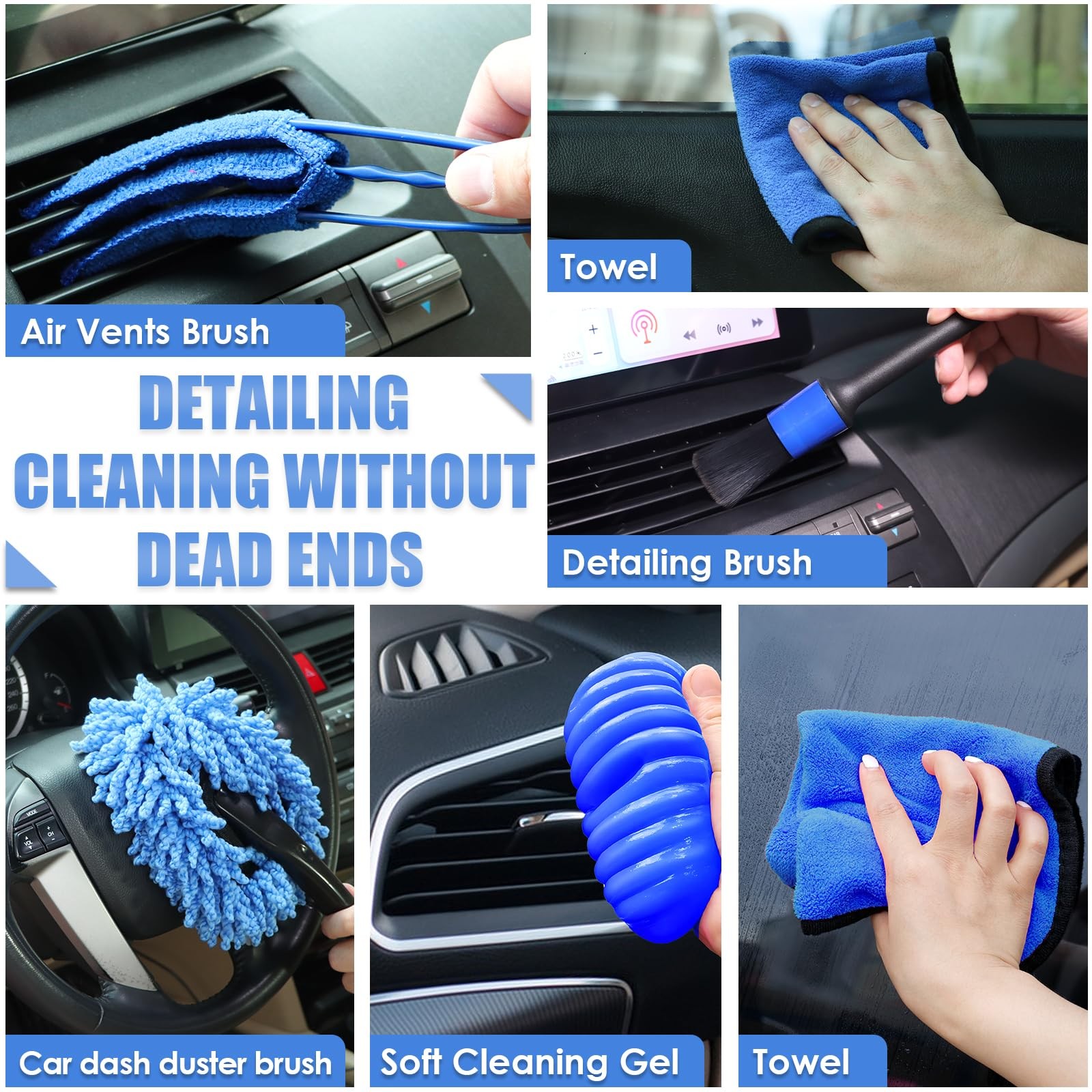Viewsun Car Cleaning Kit, Car Interior Detailing Kit with High Power Handheld Va