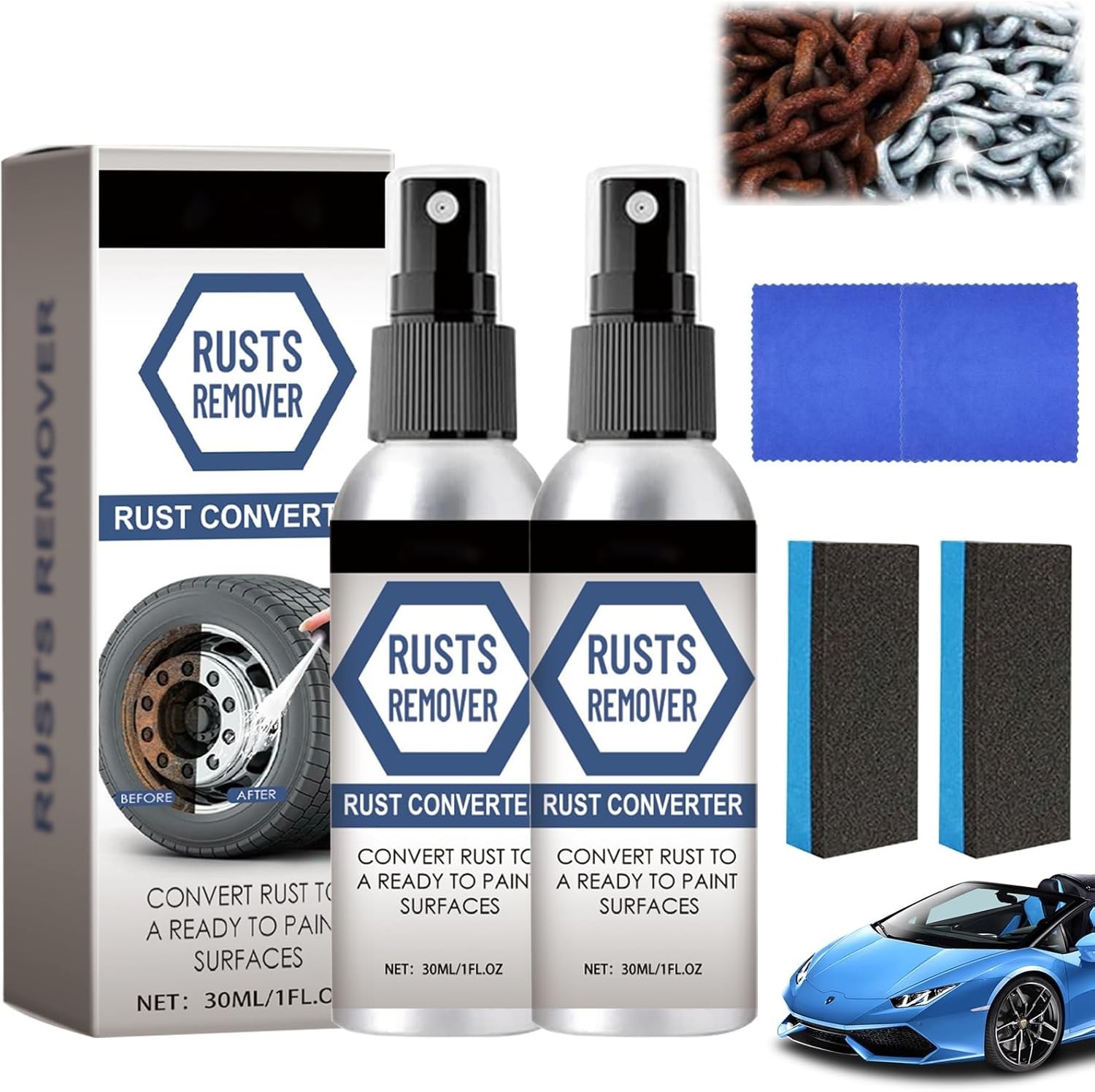 2PCS Nexa Rust Remover Spray,2025 Upgrade Rust Remover for Metal,Nexa 2.0 anti R