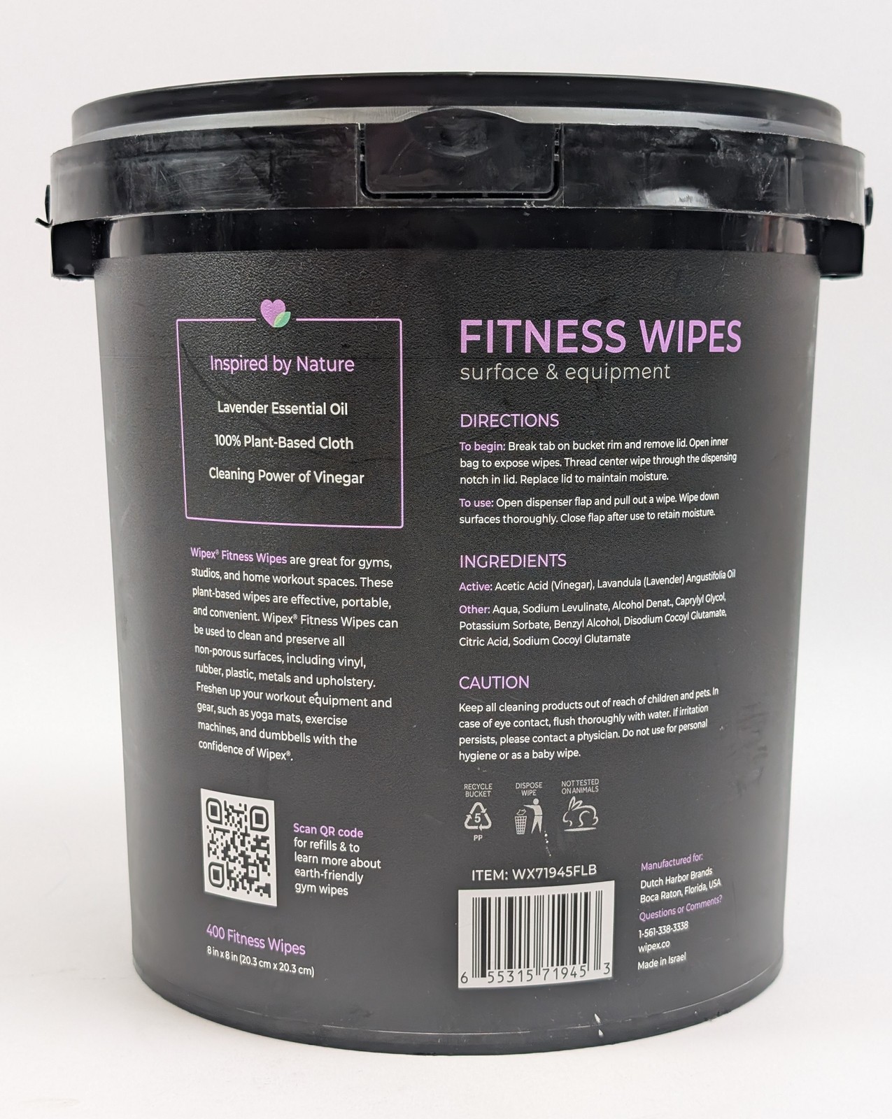 Wipex Fitness Gym Wipes Lavender Vinegar Plant-Based Cleaning 400ct Set of 2