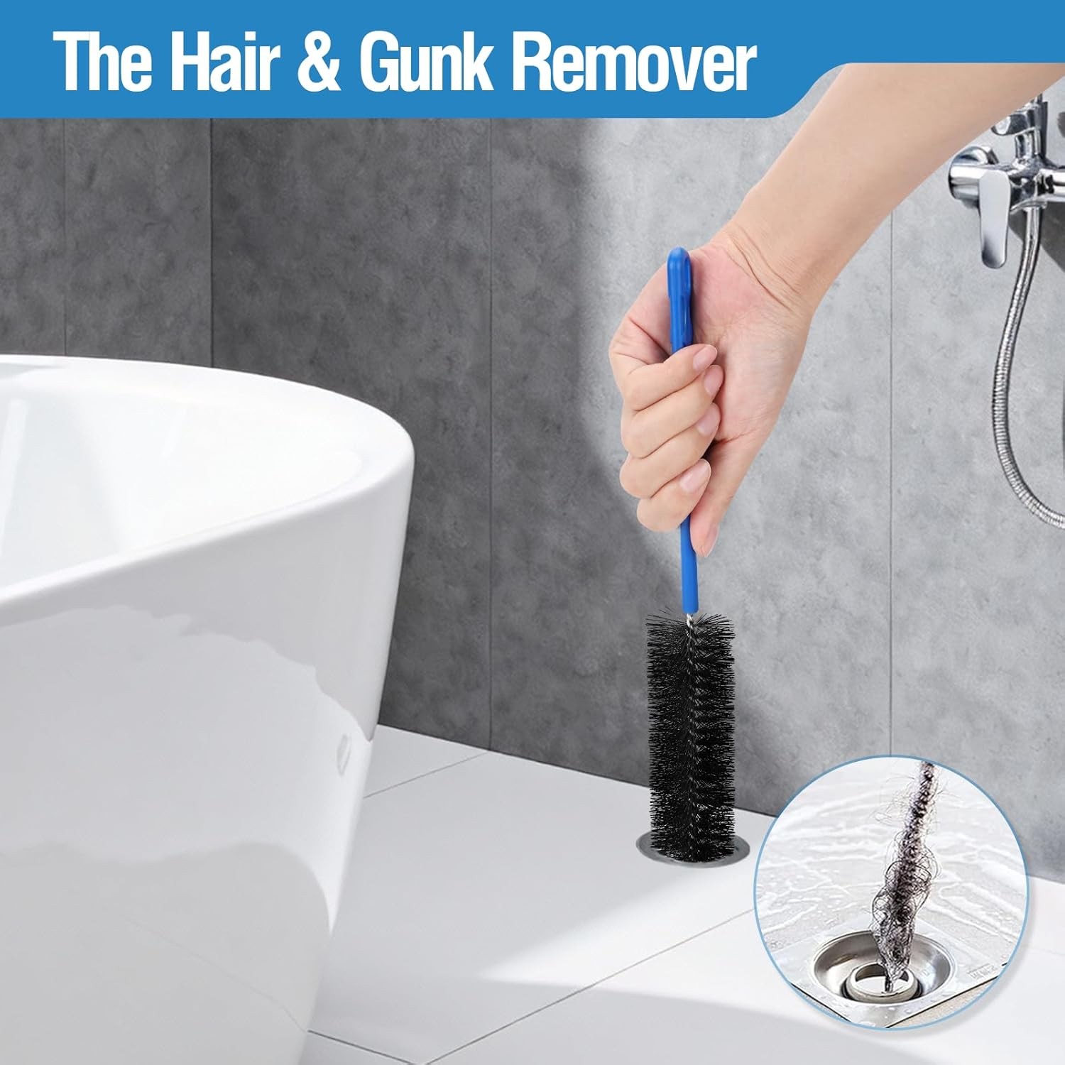 3PCS Drain Brush Set with Refrigerator Coil Cleaning Brush, Multi-Use Drain