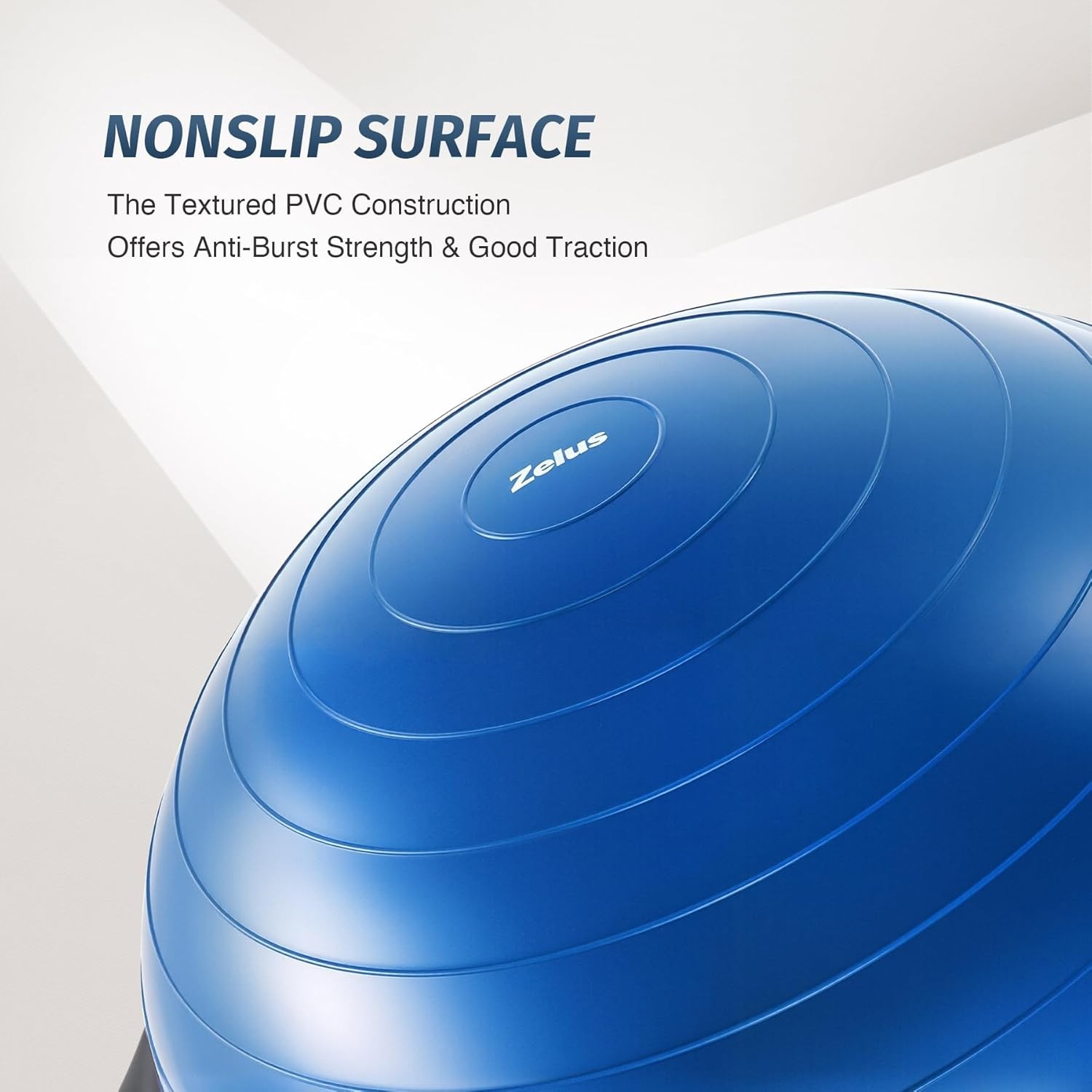 ZELUS 25in. Balance Ball | 660lb Inflatable Half Exercise Ball Wobble Board Ba