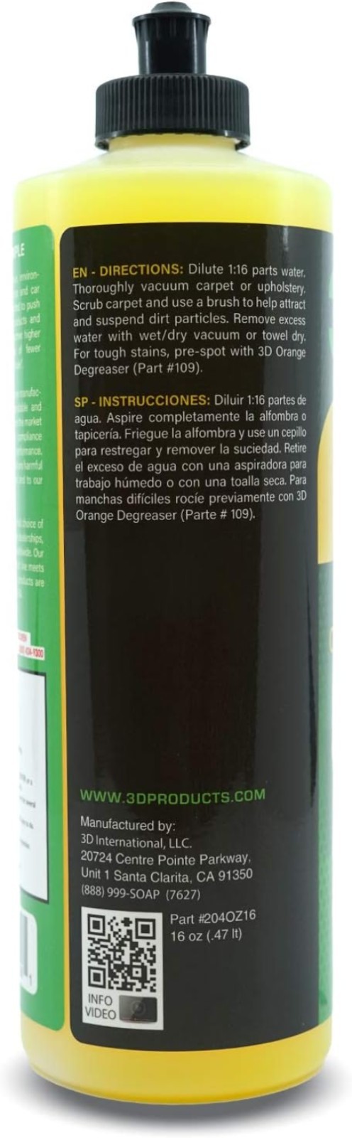 16oz High Foam Upholstery Shampoo – Odor Eliminator with Fresh Lemon Scent