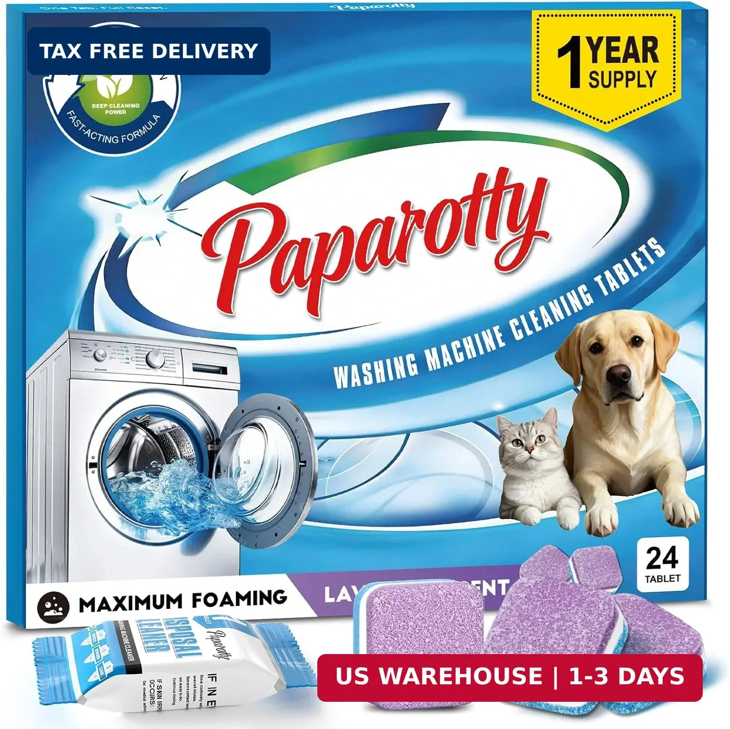 Washing Machine Cleaner Tablets – 24 Pack (12 Month Supply) | HE Compatible for