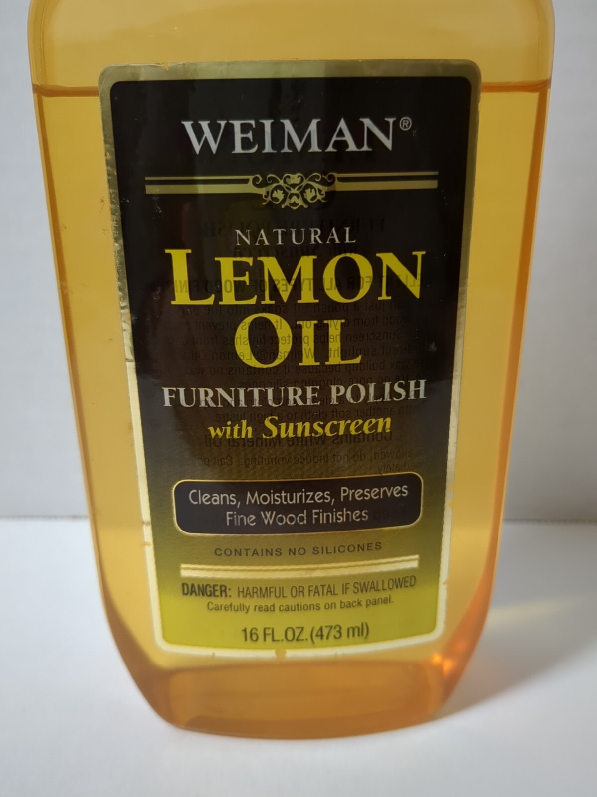 Weiman Natural Lemon Oil Furniture Polish With Sunscreen 13 oz/16 Oz Bottle Used