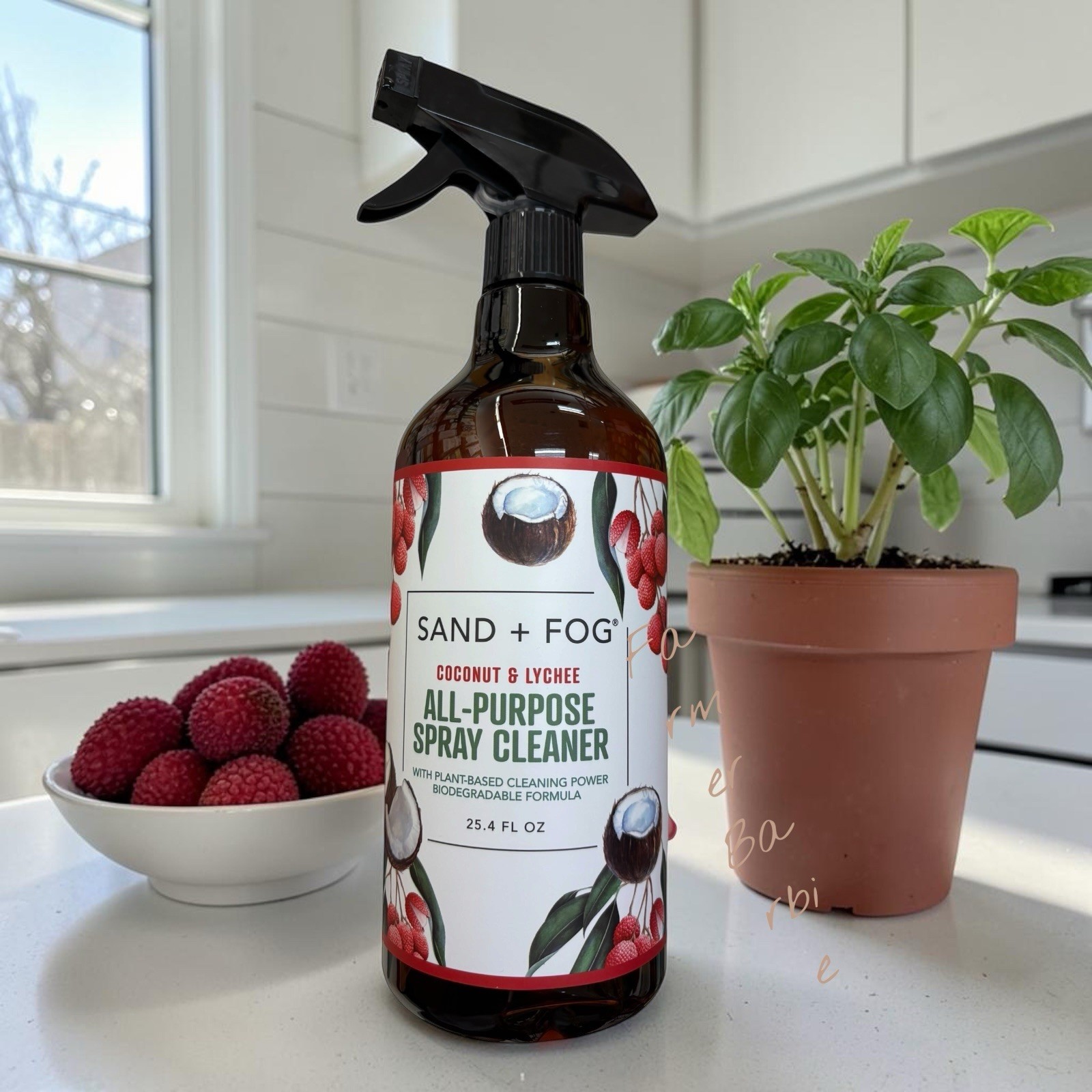 Sand + Fog Coconut & Lychee All Purpose Spray Cleaner Plant Based. 25.4 oz. New.