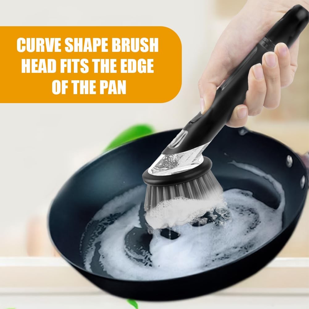 Kitchen Dish Brush with Soap Dispenser Long Handle for Dishes Pan Pot Sink