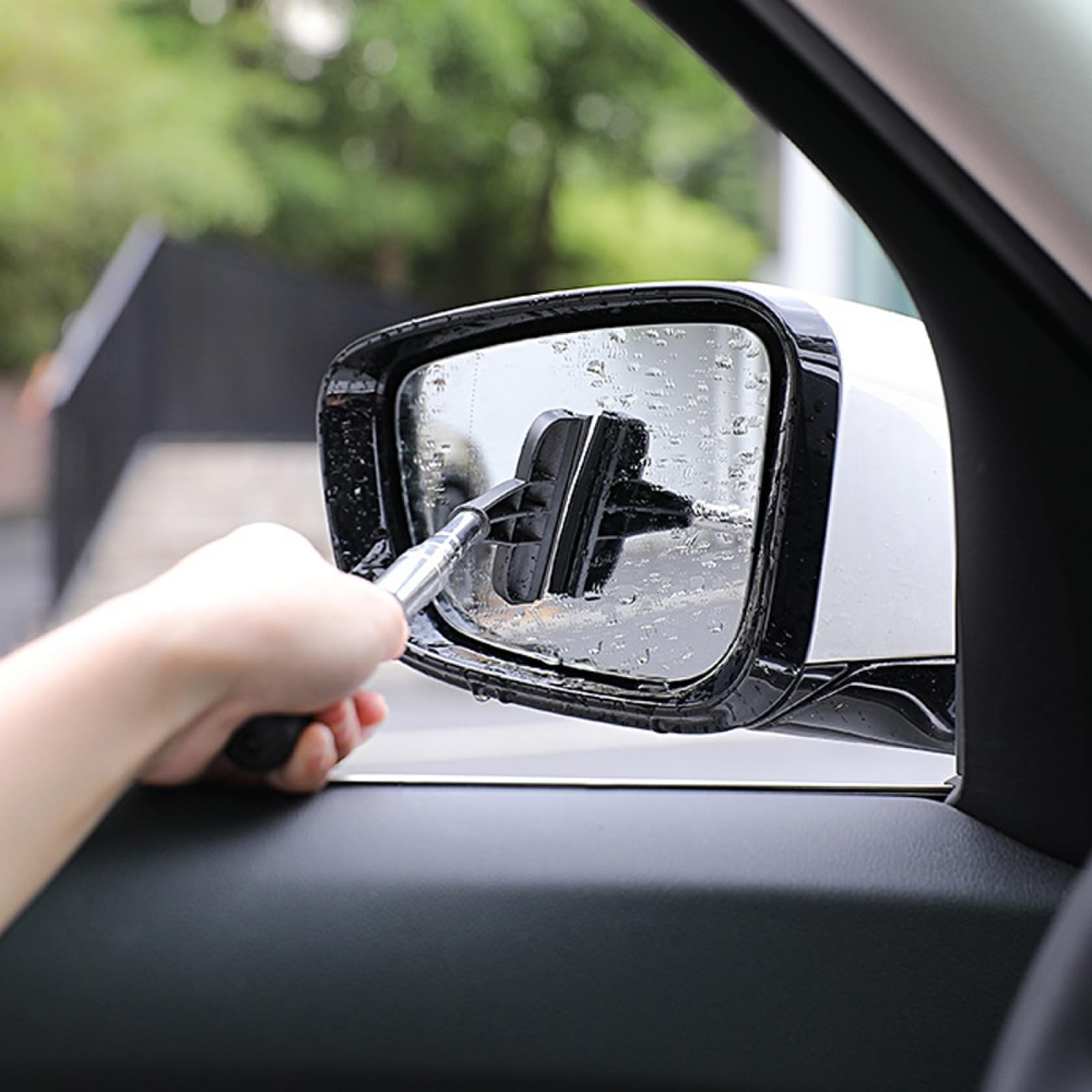 Side Mirror Squeegee Retractable Rearview Mirrors Wiper 38.6 inch Handle