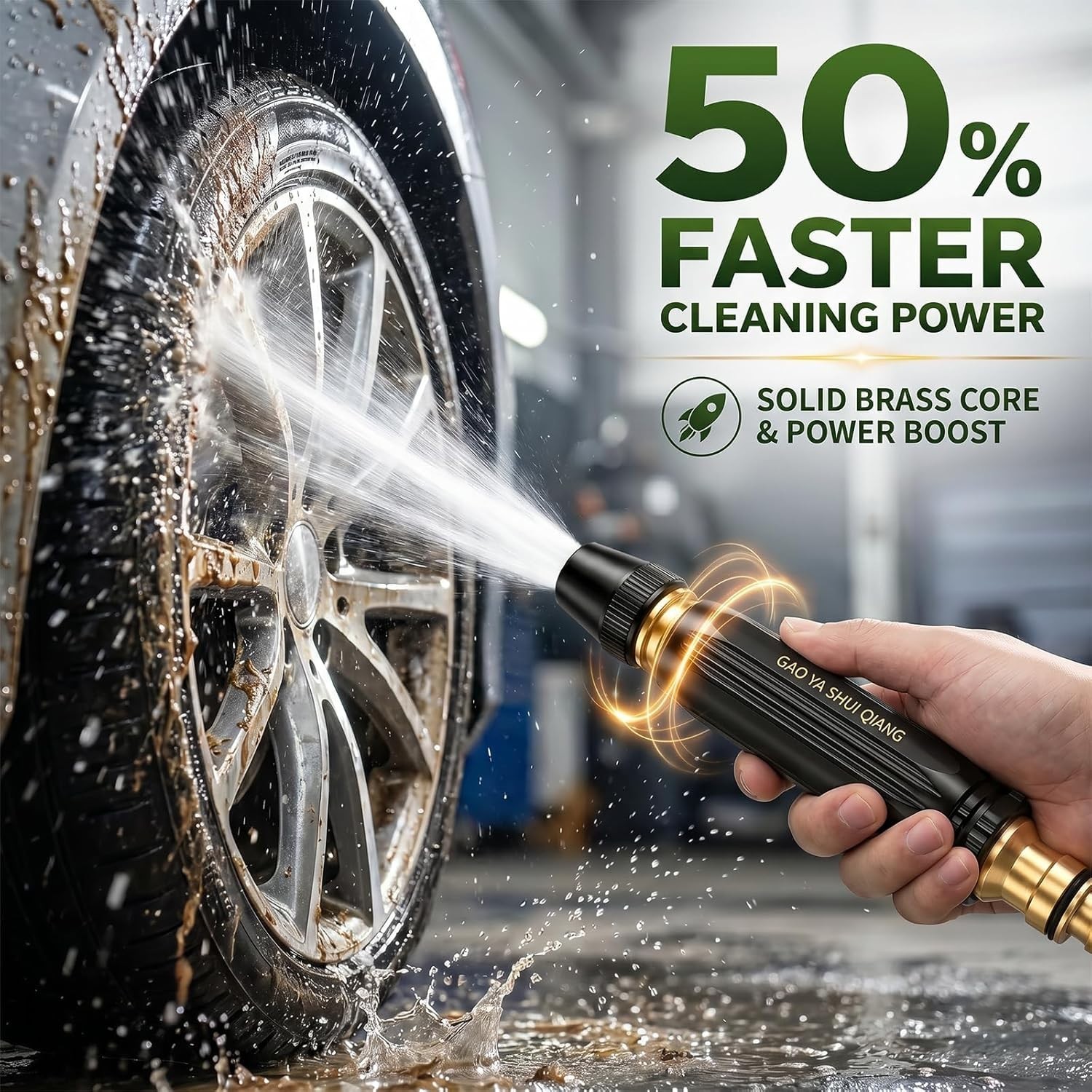 PowerJet High Pressure Water Gun-5-in-1 Nozzle,Garden Hose Pressure Booster,3000