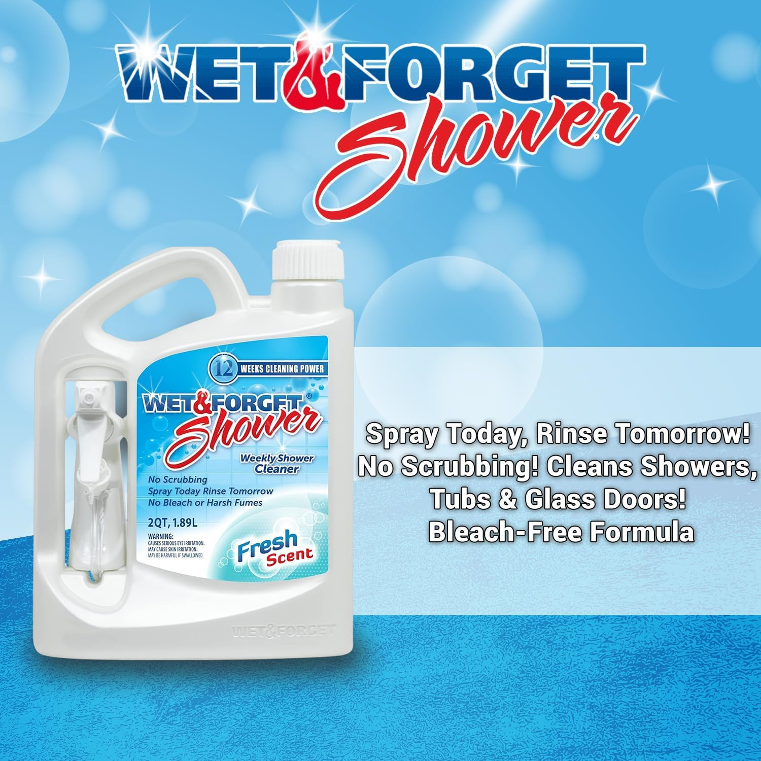 Shower Cleaner Spray, Multi-Surface, 64 Fluid Ounces, 1 Pack, Weekly Application