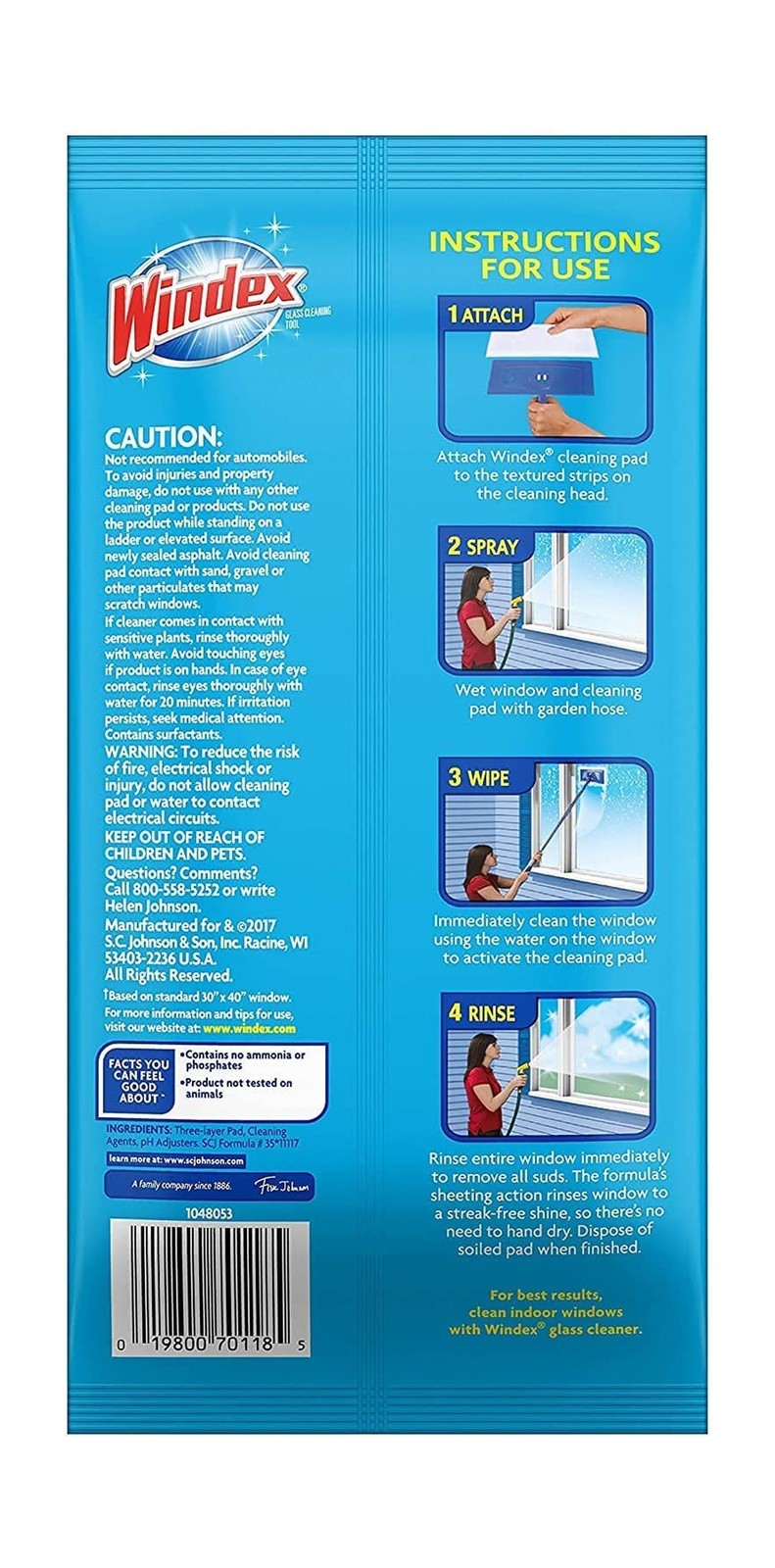 Windex Outdoor All-in-One Window Cleaner Pads Refill, 2 Count (Pack of 1)