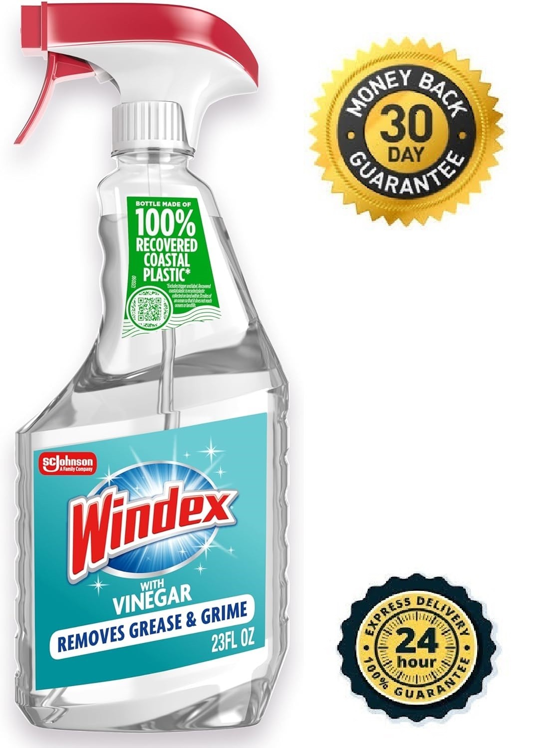 Windex with Vinegar Glass Cleaner Spray Bottle, 23 fl oz.
