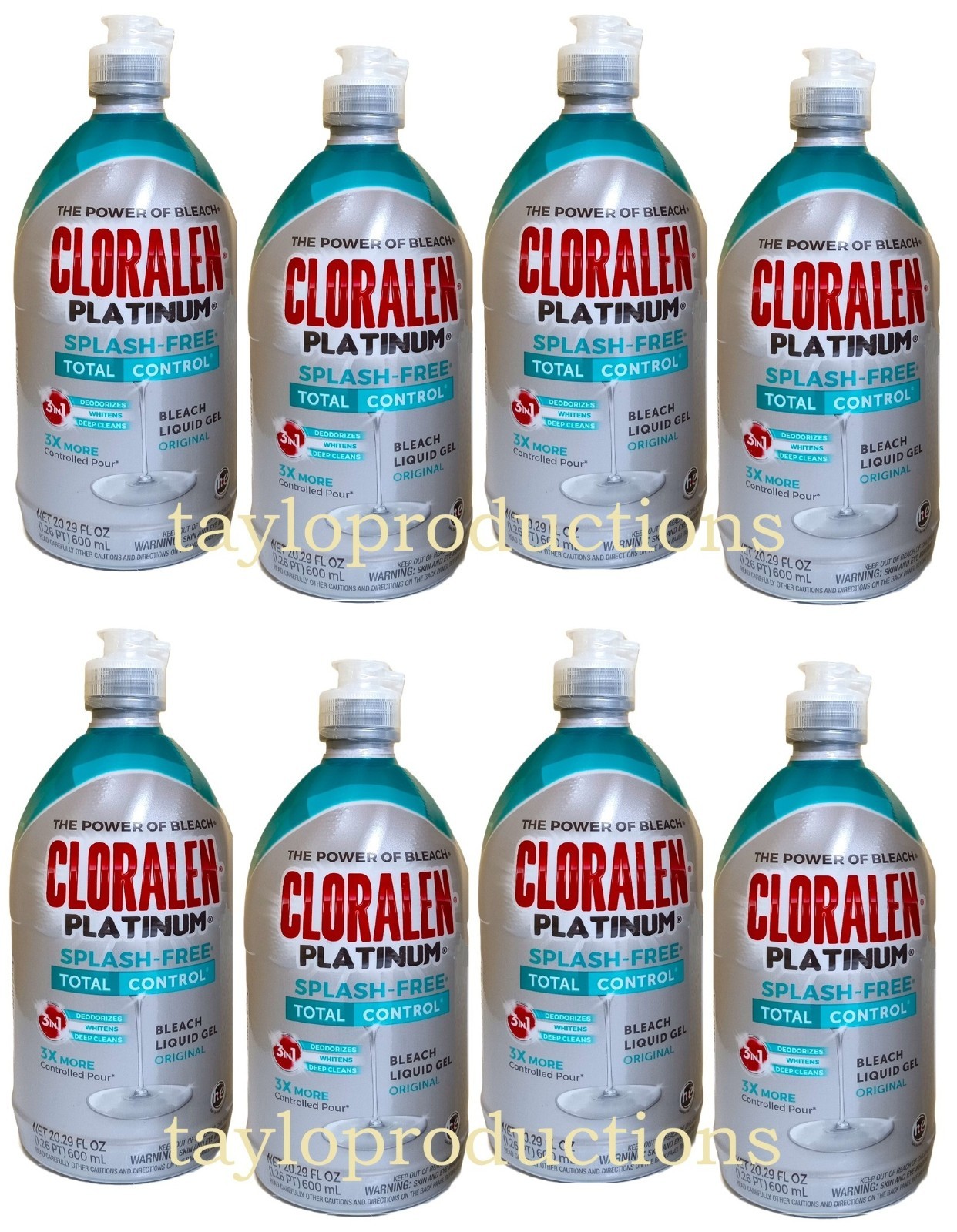 8 PACK- Cloralen Platinum Bleach Liquid Gel 20.29 Oz. for Home & Commercial Use