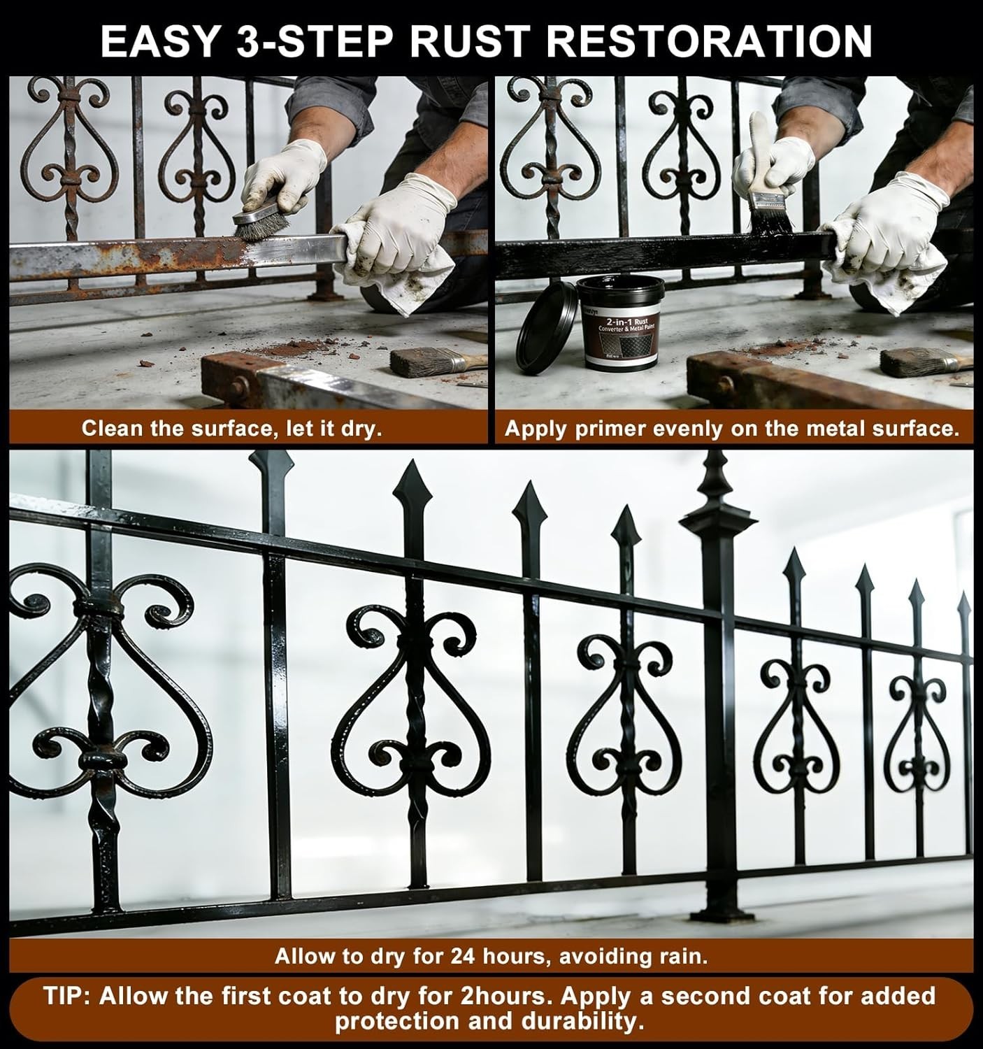 2 in 1 Rust Converter Primer 35oz Stops Rust Heat Resistant Coating Paint