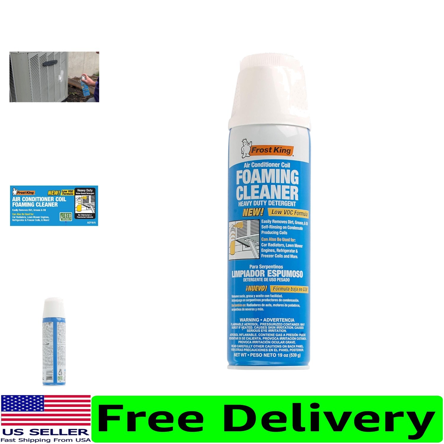 19oz Heavy-Duty Foam Coil Cleaner – No Rinse, Odor Neutralization & Lemon Fresh
