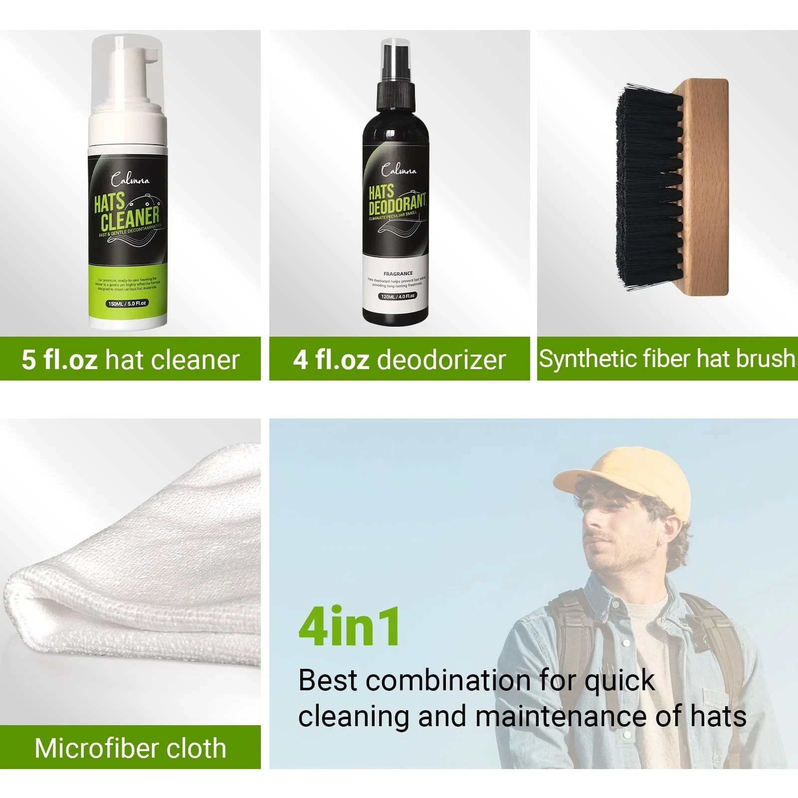 4-in-1 Hat Cleaning Kit – Quick-Drying Solution for Baseball, Cowboy, Felt Caps