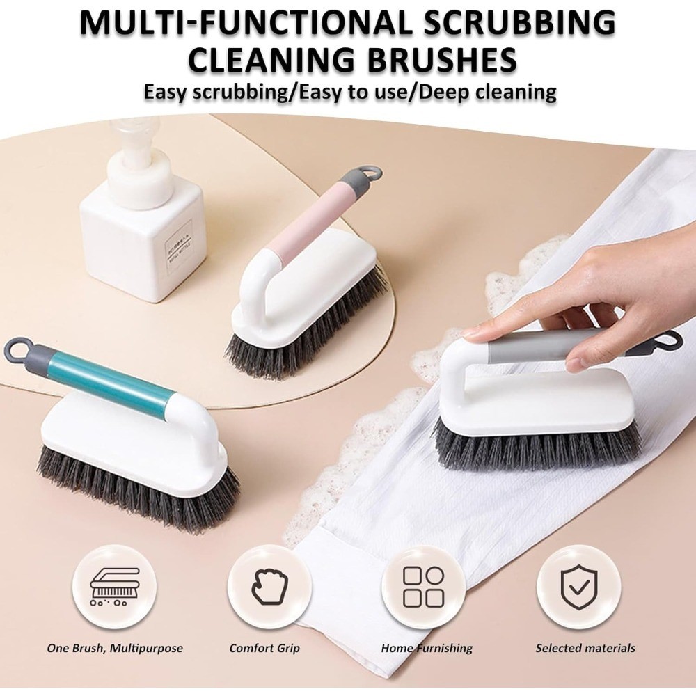 Heavy Duty Scrub Brush with Long Handle for Bathroom Shower Tile Kitchen Sink