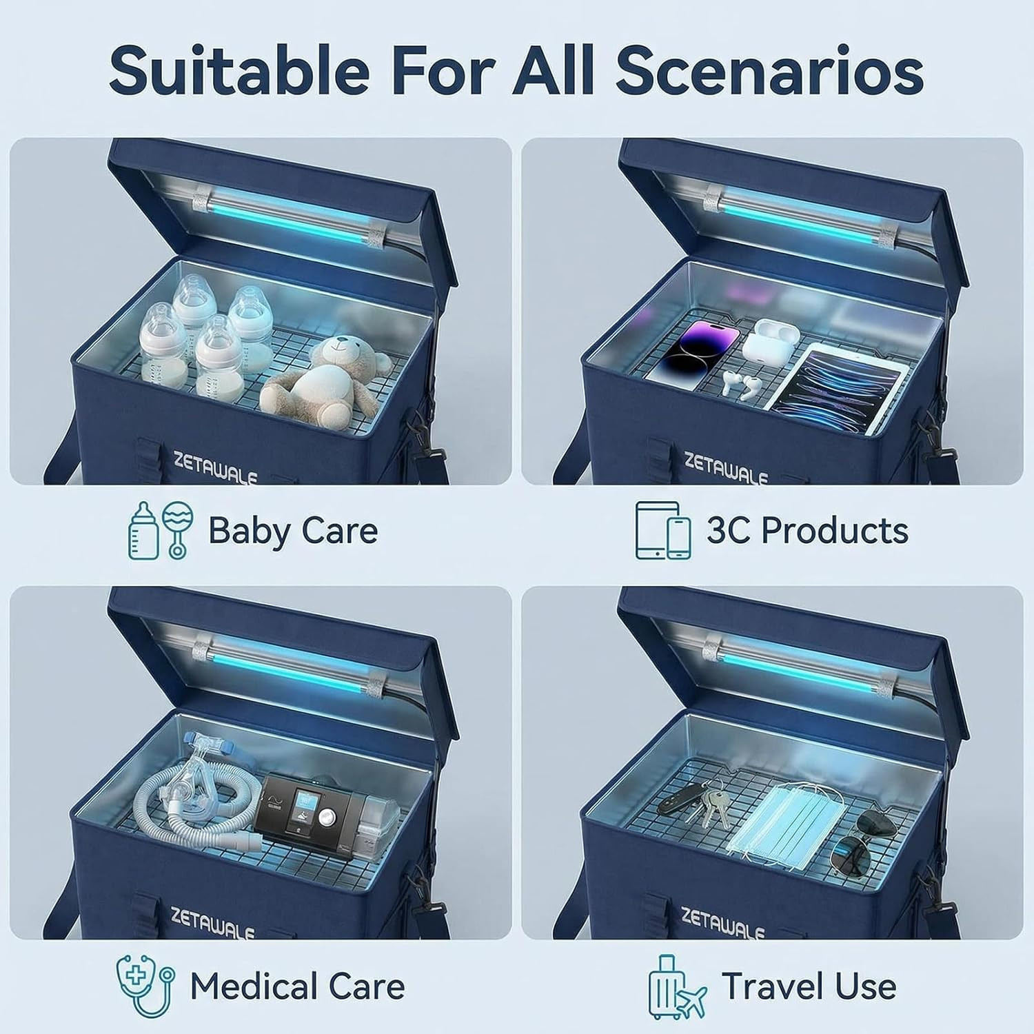 UV Light Sanitizer Box Foldable Large Cleaner and Sanitizing Machine with Timer