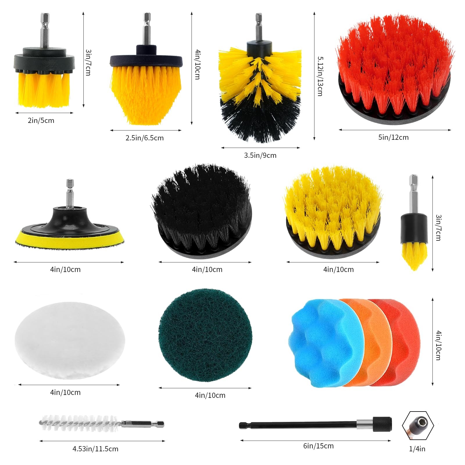 22 Pcs Drill Attachments Set, Scrub Pads & Sponge & Wire Brush, Power Scrubbe…