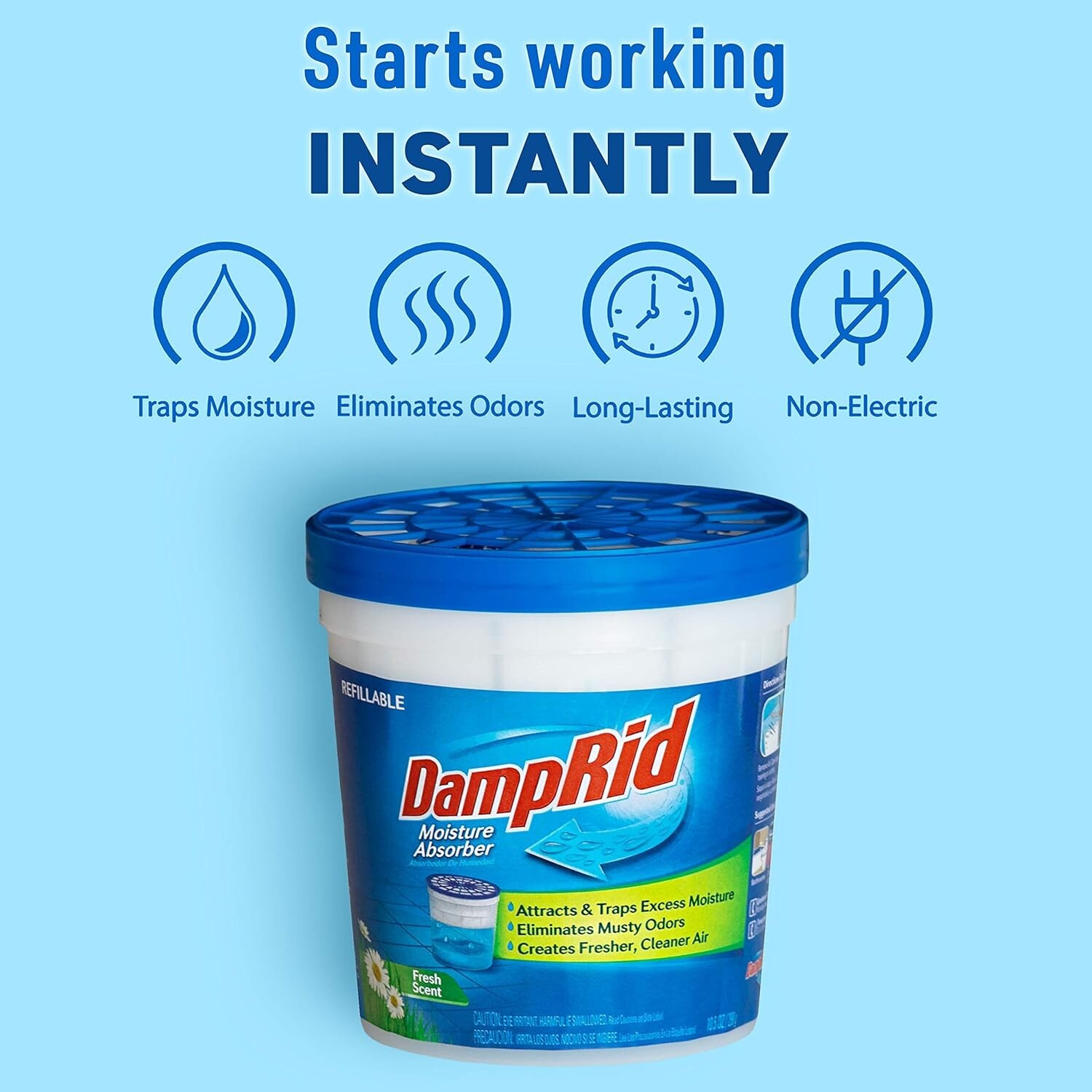 DampRid Refillable Moisture Absorber, 10.5 oz. Cups, 6 Pack, Fresh Scent