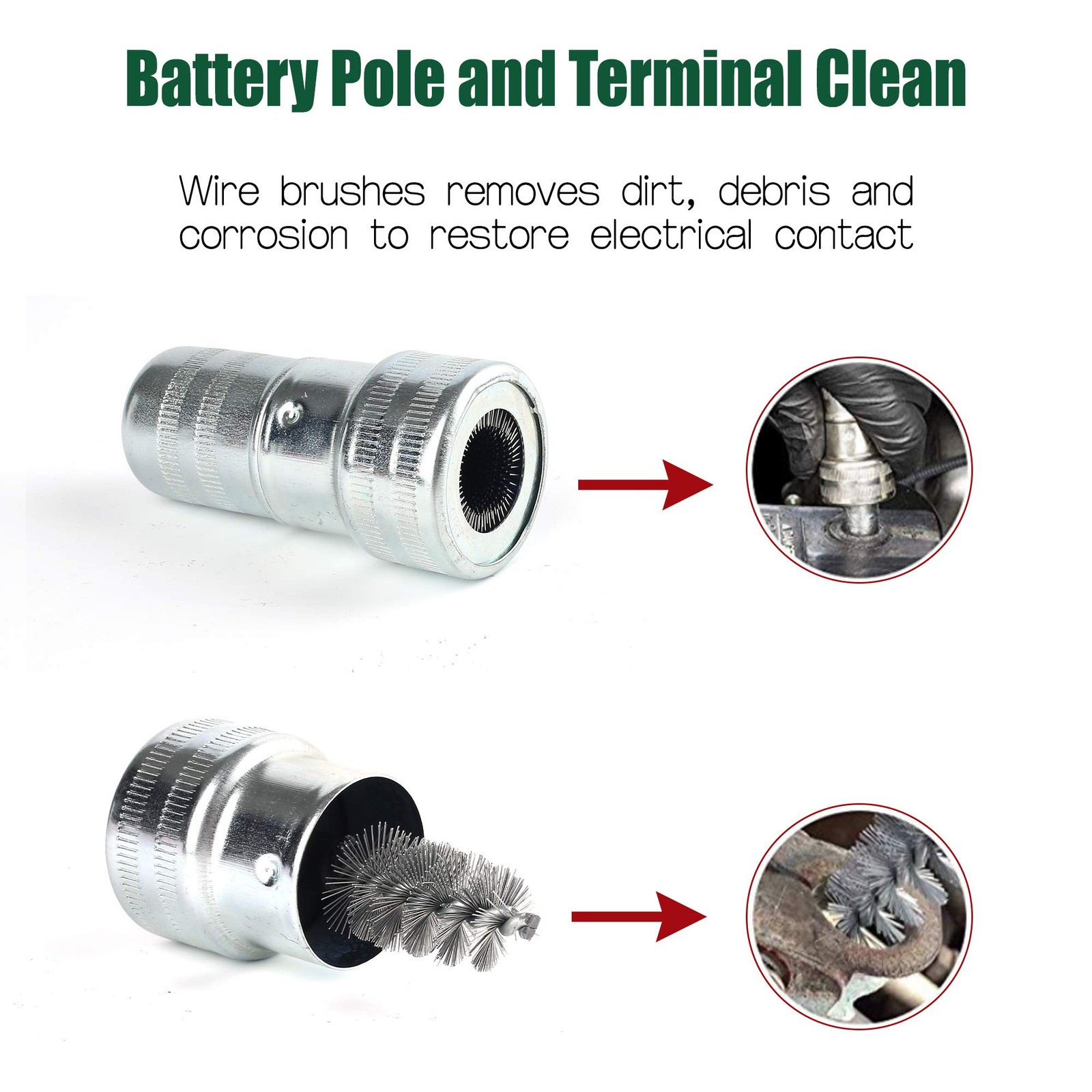 Battery Terminal Cleaners (2 pcs), Plus 12 pcs Battery Terminal Anti-Corrosio…