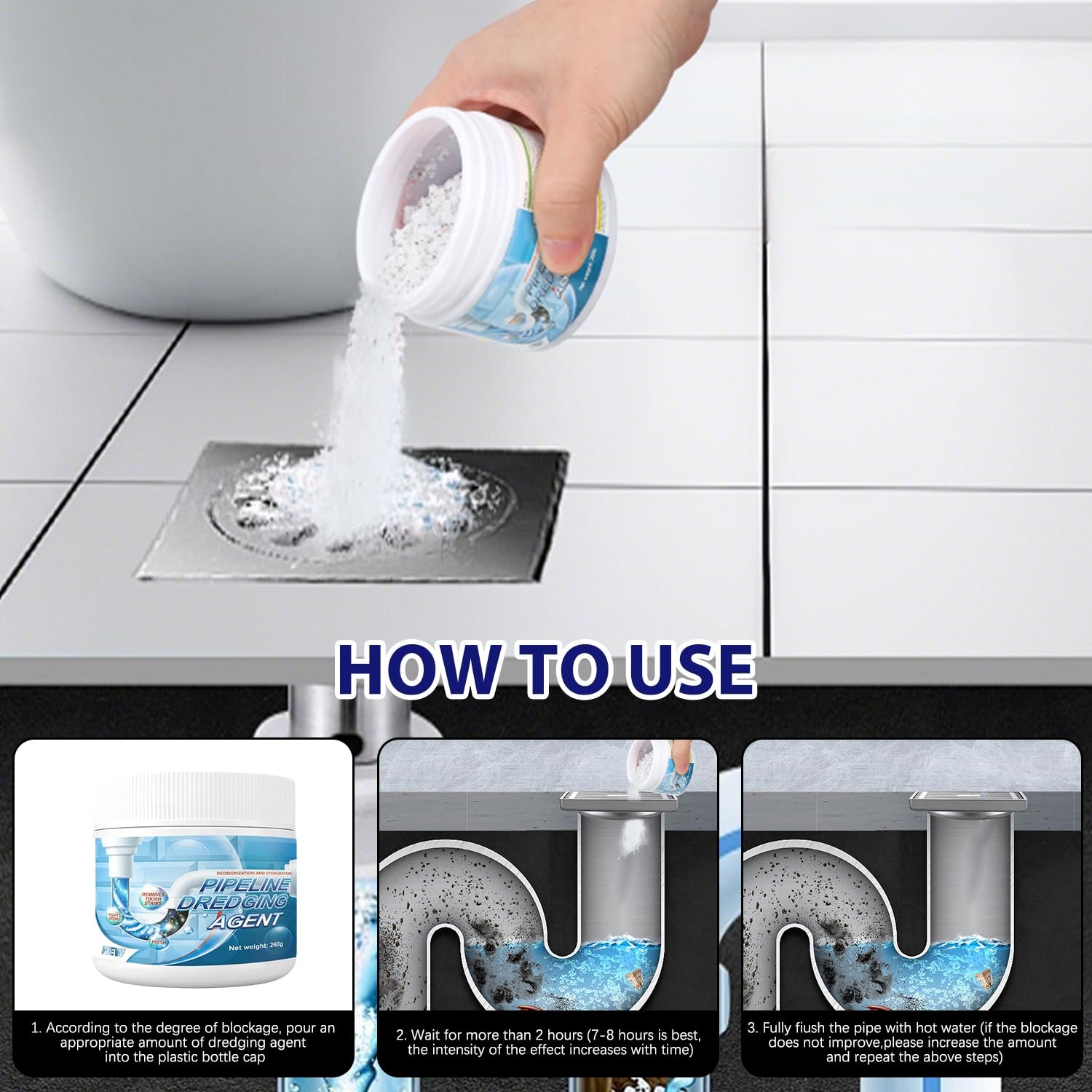 Drain Clog Remover, Drain Clog Dissolver, Opener-Cleaner,Toilet Clogged Remov…