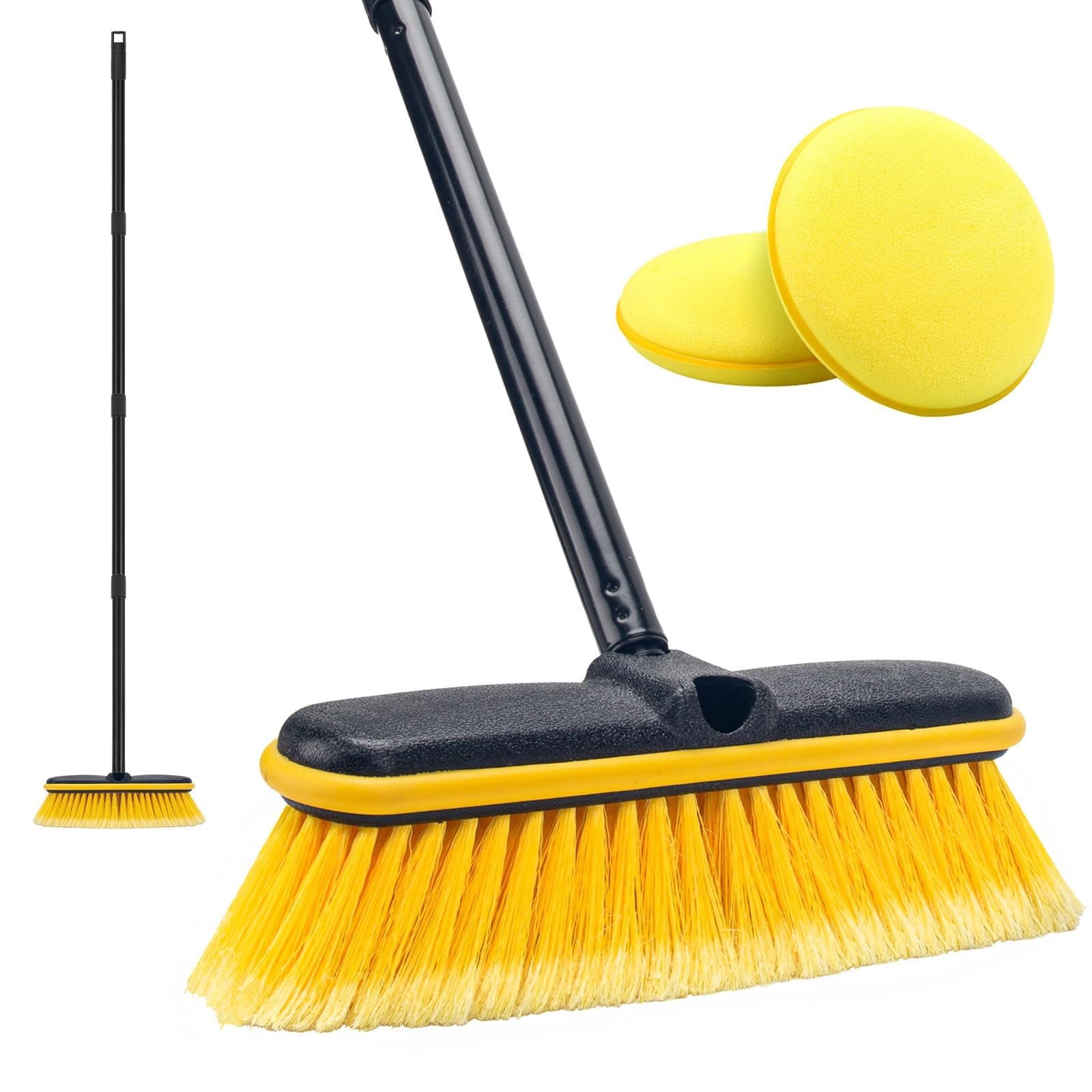Car Wash Brush Long Handle 55” 2 Wax Applicator Pads Solar Panel Boat RV