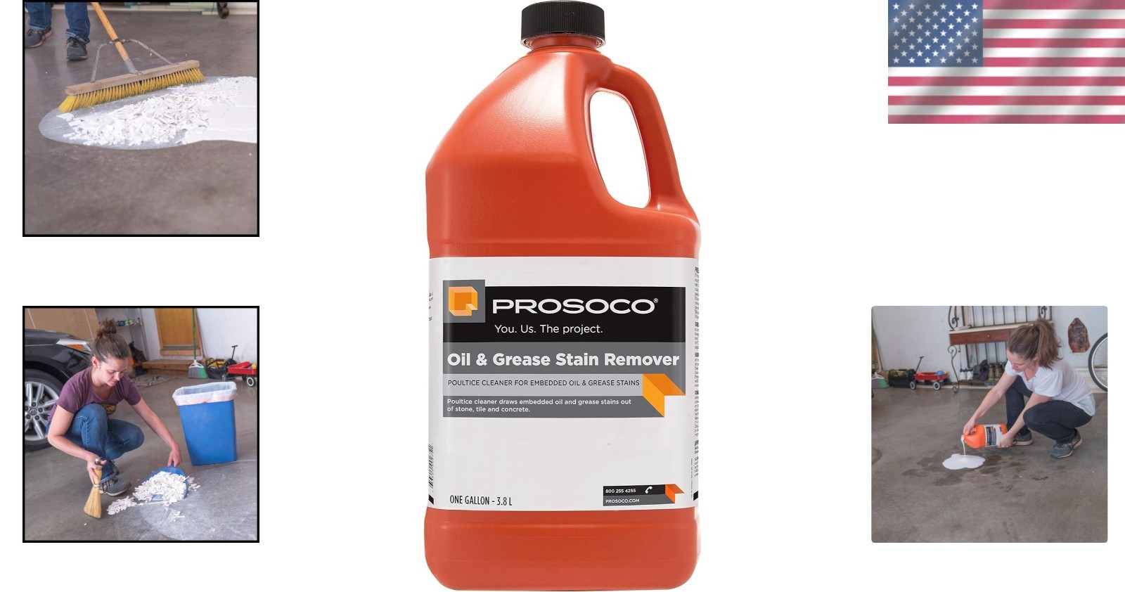 Oil & Grease Stain Remover 1 Gallon for Porous Surfaces Concrete Stone Tile