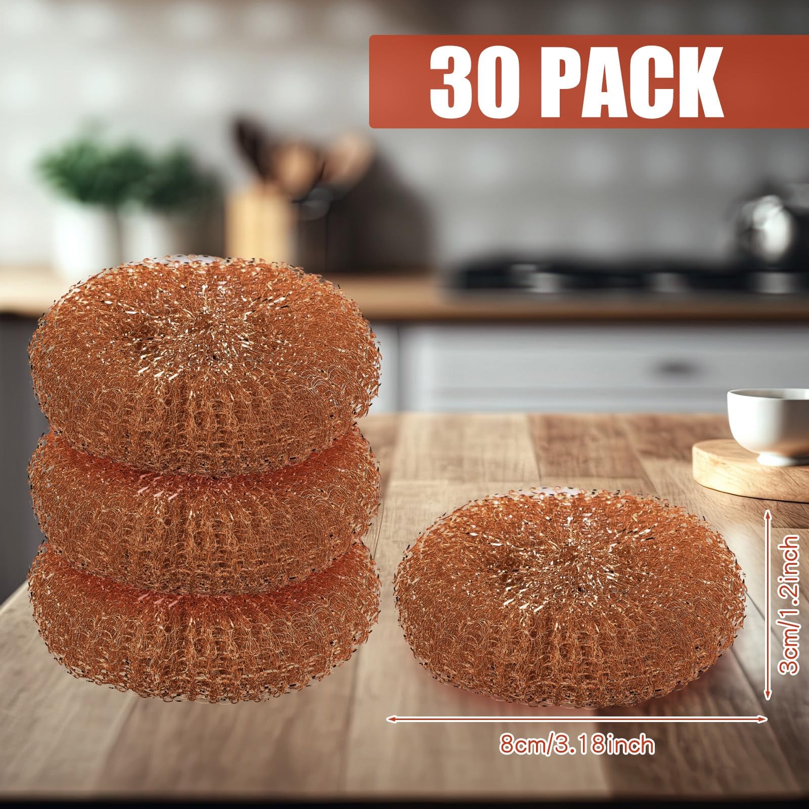 30 Pcs Copper Coated Scouring Pad for Dishes Pots Pans and Ovens Easy Scourin…