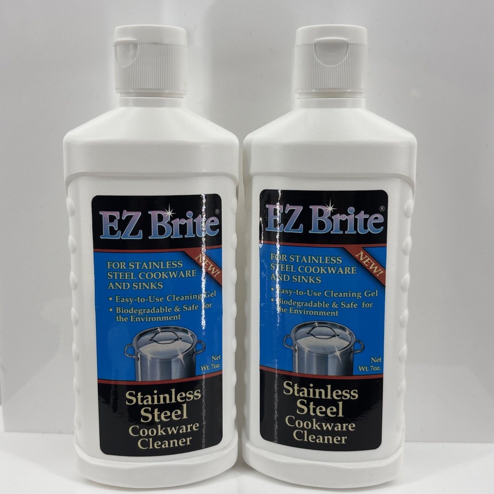 EZ Brite Stainless Steel Cookware & Sinks Cleaner Cleaning Gel 7oz (Lot Of 2)