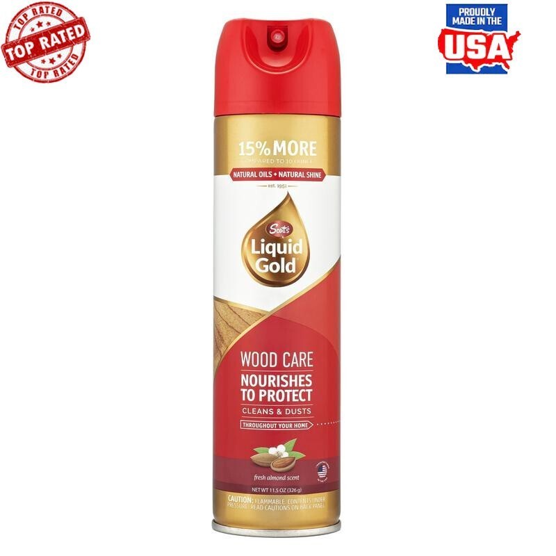 Wood Cleaner Polish and Protector Fresh Almond Scent Hides Nicks and Scratches