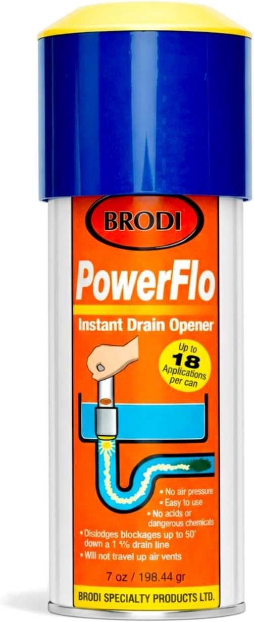 Powerflo Instant Drain Opener Non-Chemical Hydraulic Action Clears Clogs Fast