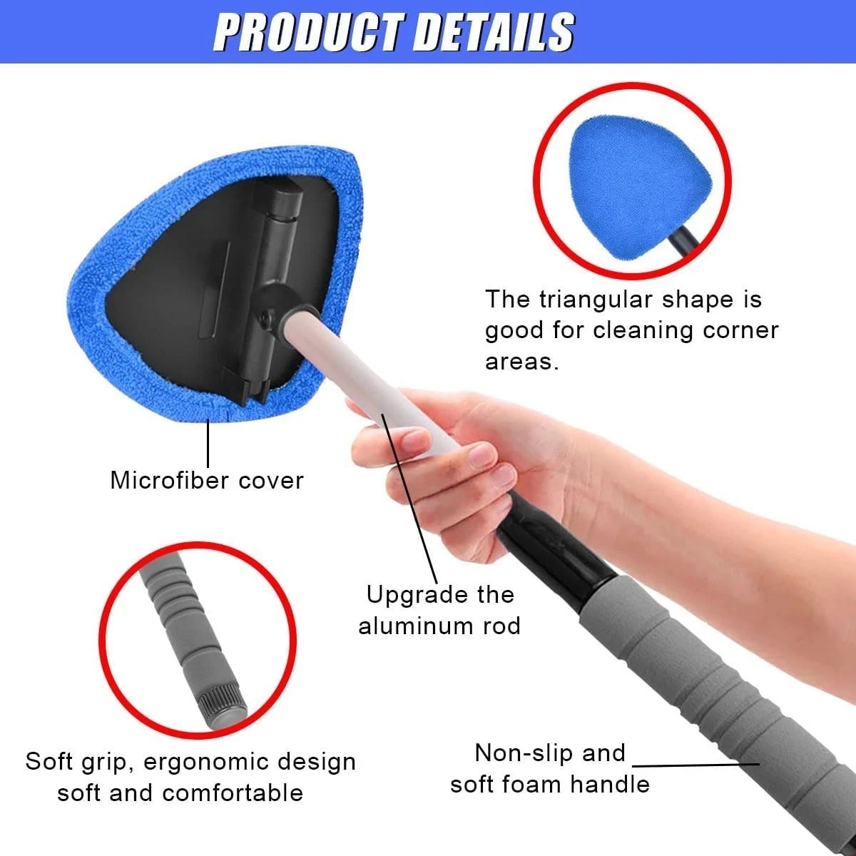 Windshield Cleaning Tool Kit Car Window Glass Wiper Cleaner Brush Pad Extendable