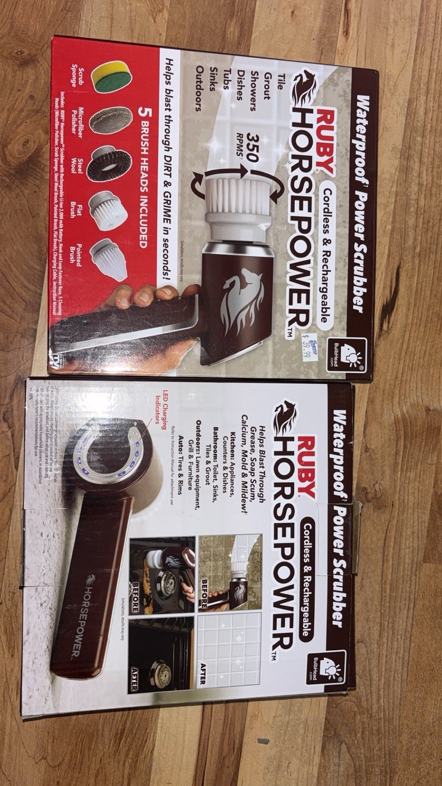 Horsepower Scrubber, Waterproof, Electric Power, Spins 350 RPM, 5 Brush Heads, A
