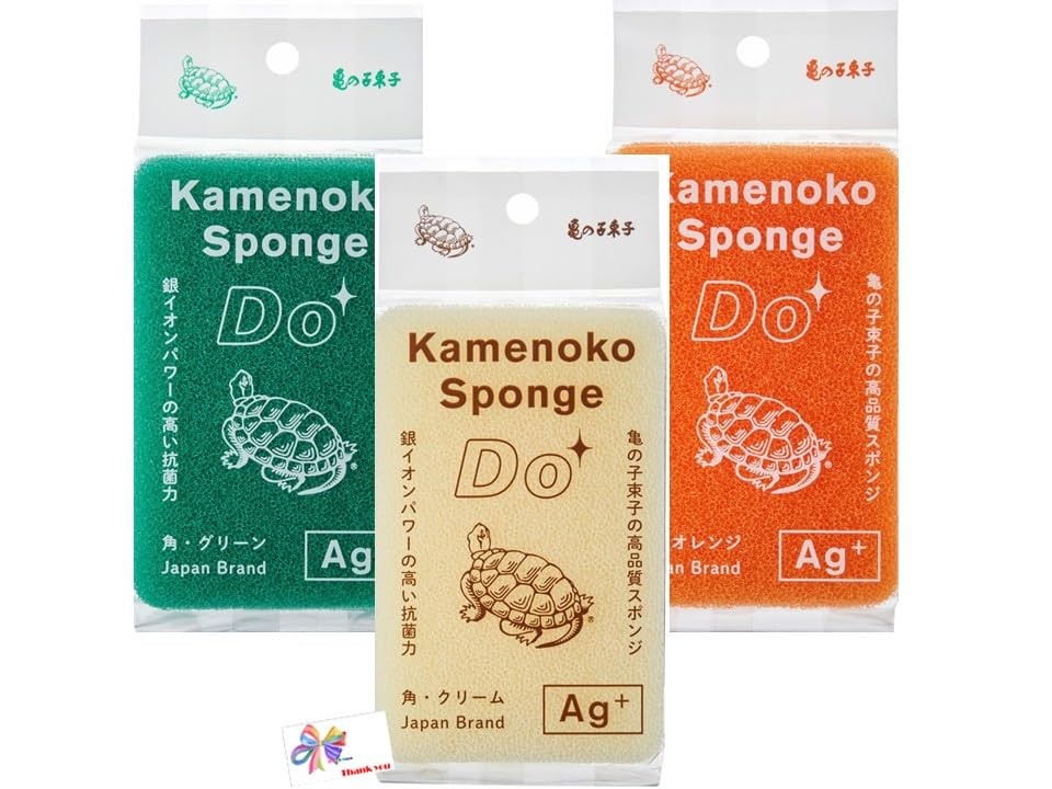 Kamenoko Sponge Do Square 3 Colors 3-Pack Set High Quality Kitchen Sponge Japan