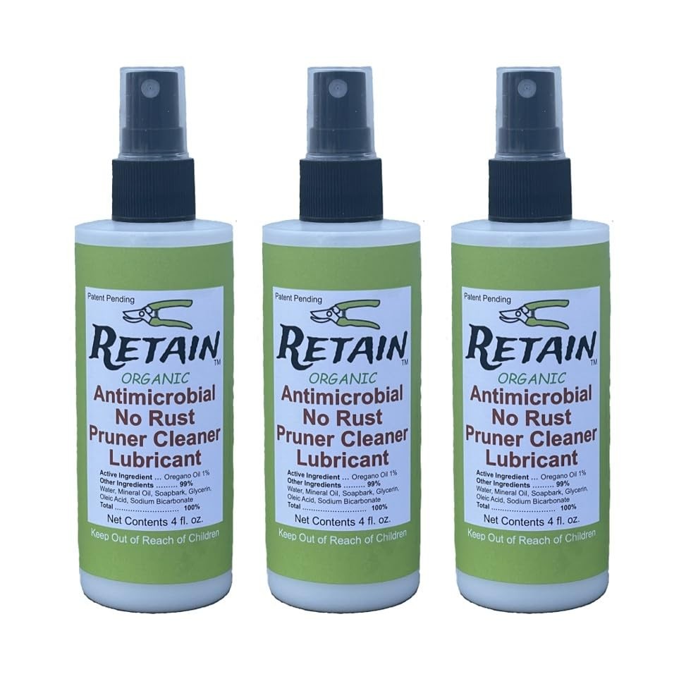RETAIN Organic Pruning Tool Cleaner, No Rust & Lubricant 4 oz 3 Pack