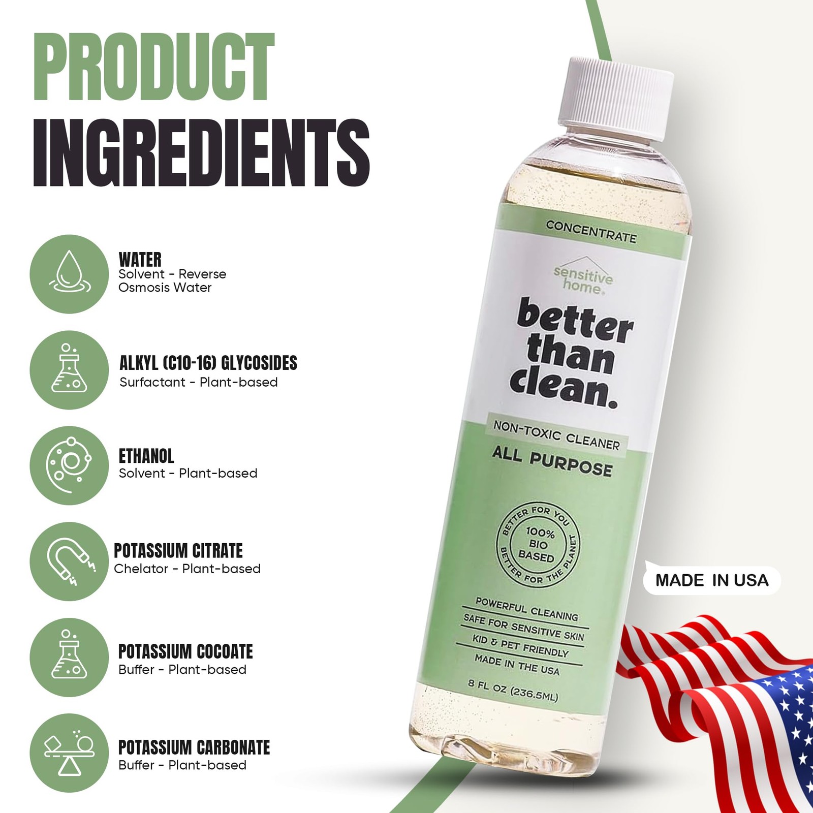 Unscented All Purpose Cleaner Concentrate – Plant-Based, Non-Toxic, Multi-Sur…