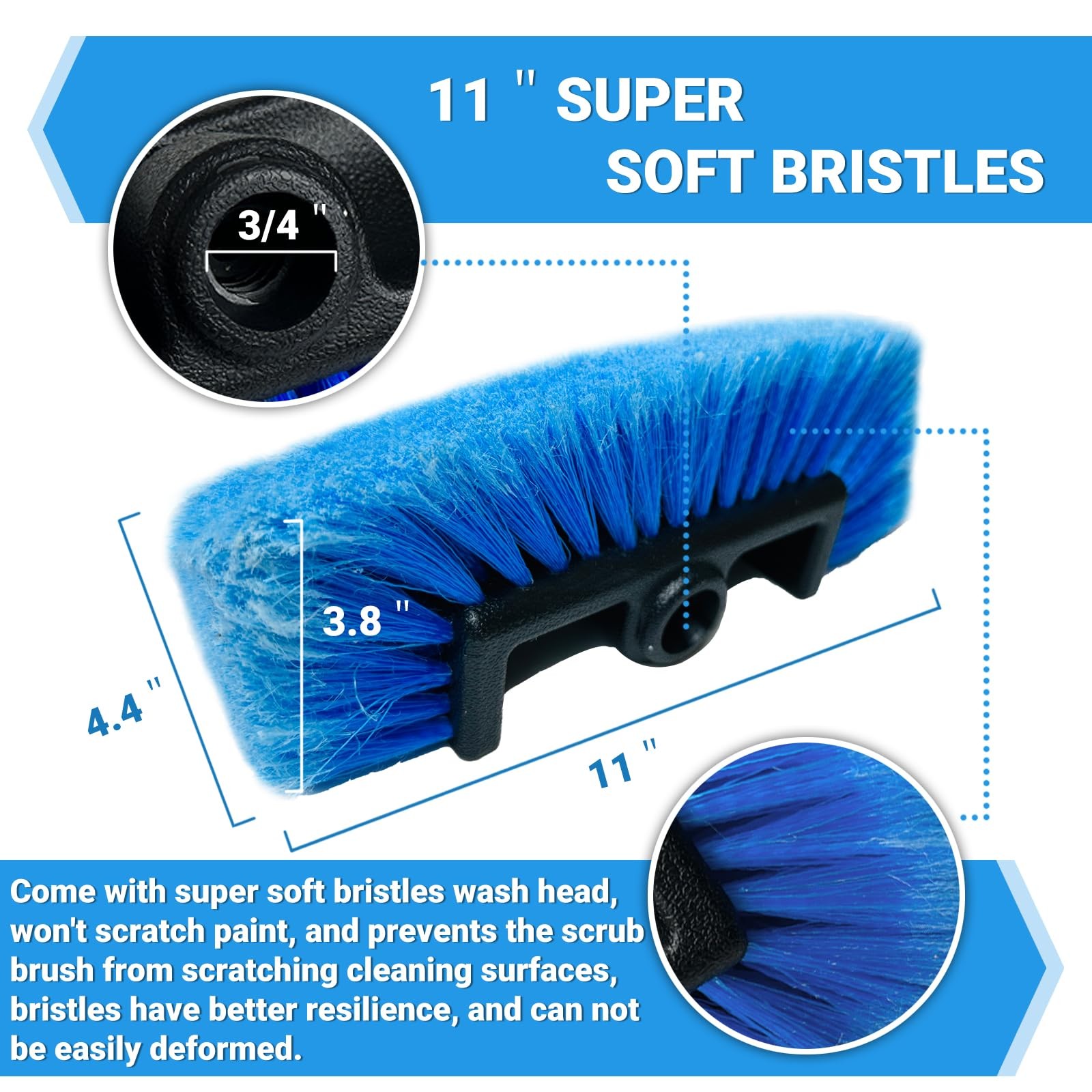 72″ Car Wash Brush with Long Handle, On/Off Switch for Car RV Truck Boat Wash…