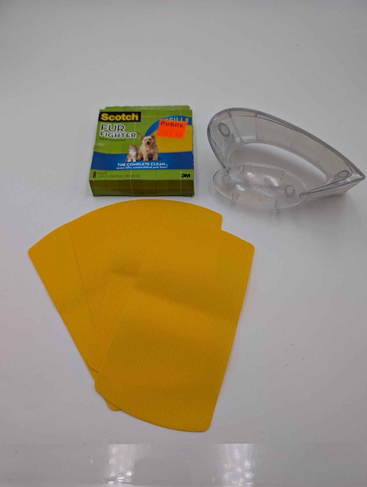 Scotch Brite Fur Fighter Pet Dog Cat Hair Remover Handle & 4 Refill Sheets