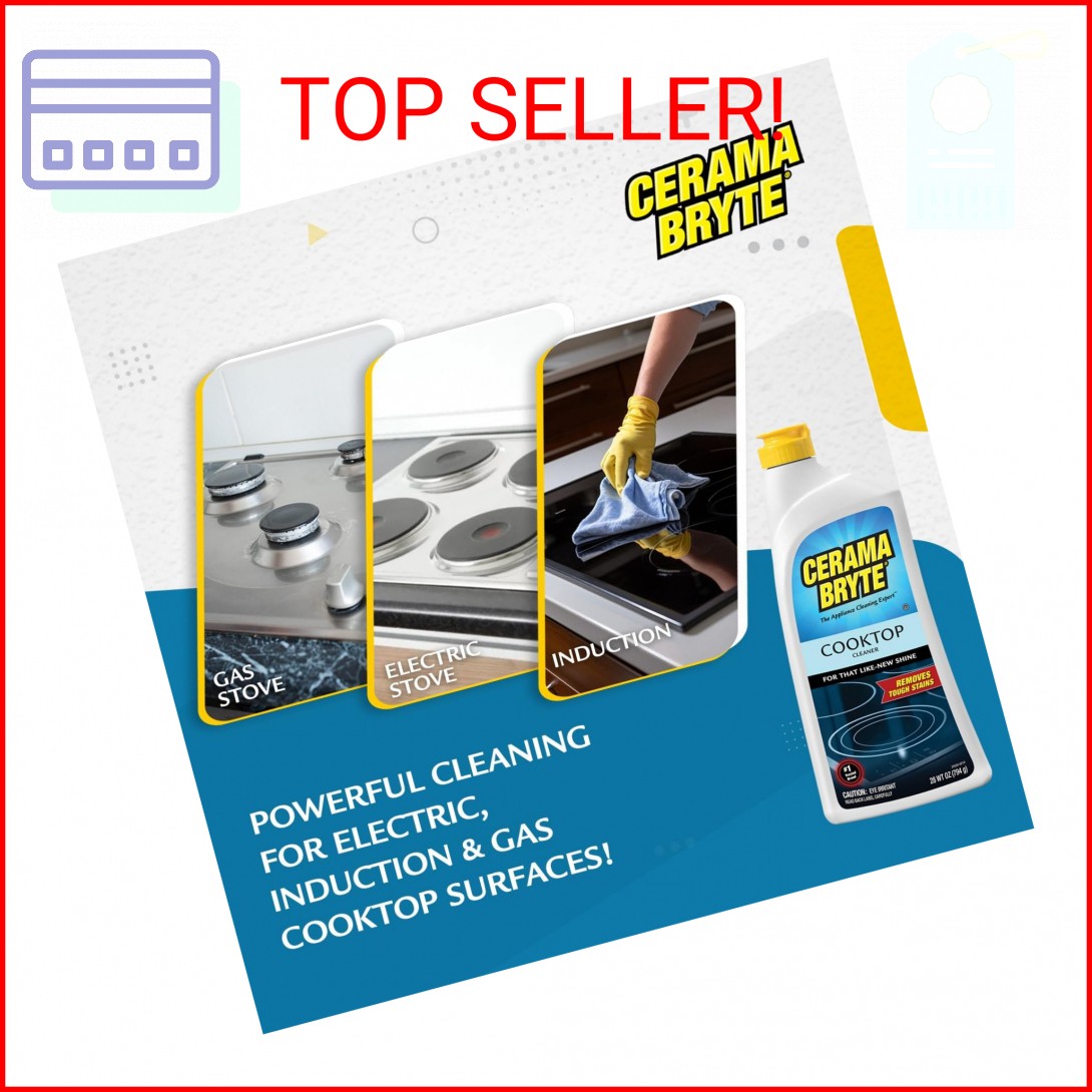 Cerama Bryte Removes Tough Stains Cooktop and Stove Top Cleaner for Glass – Cera