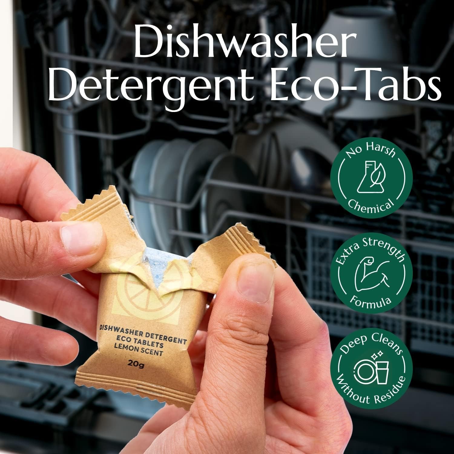 Septic-Safe Lemon Fresh Dishwasher Pods – 32 Eco Tabs for Effortless Cleaning